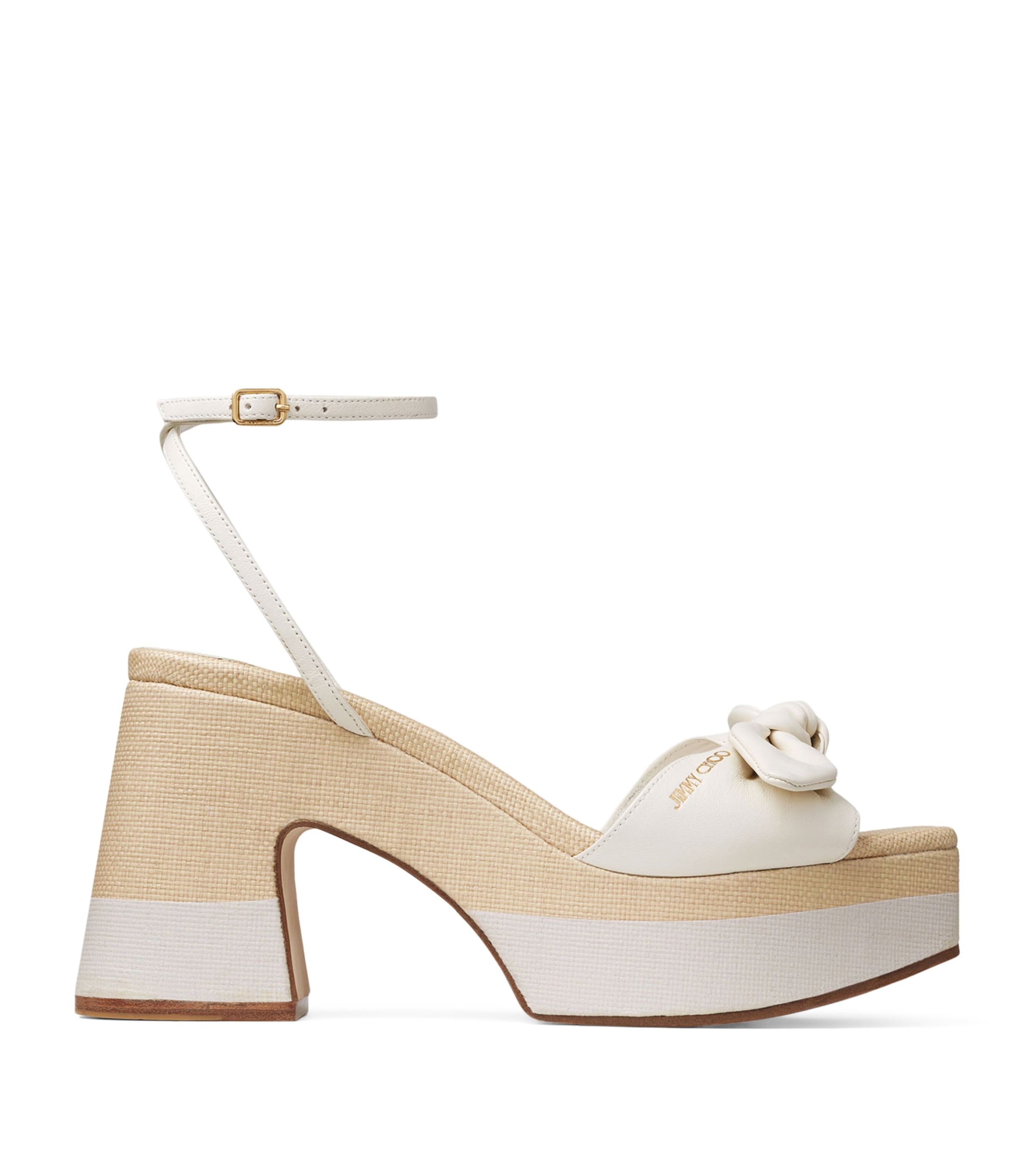 Jimmy Choo Ricia Knotted Bow Platform Sandals In White