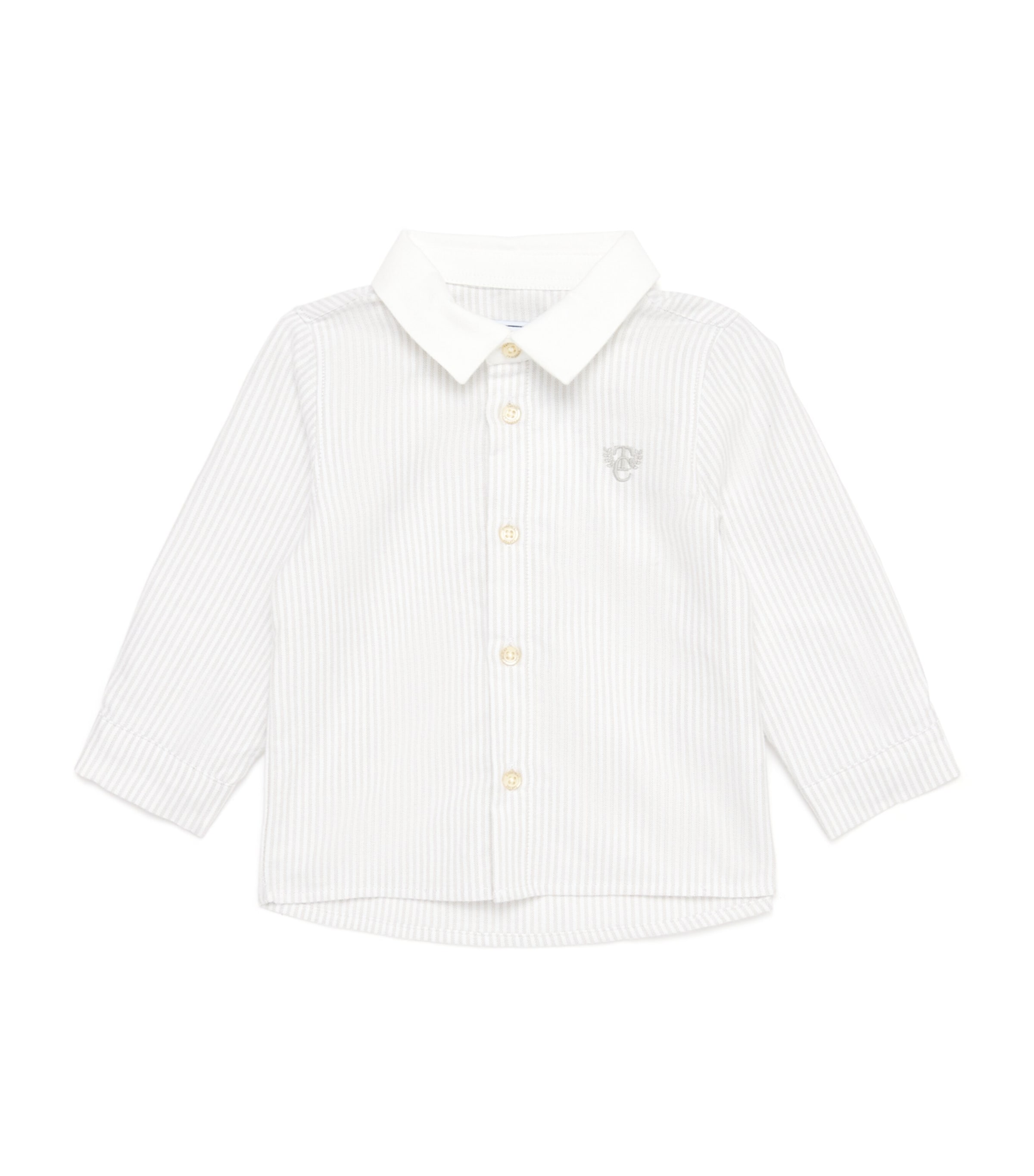Cotton Button-Up Stripe Shirt (3 Months–4 Years) 21GRIS CLAIR RAY Image 1