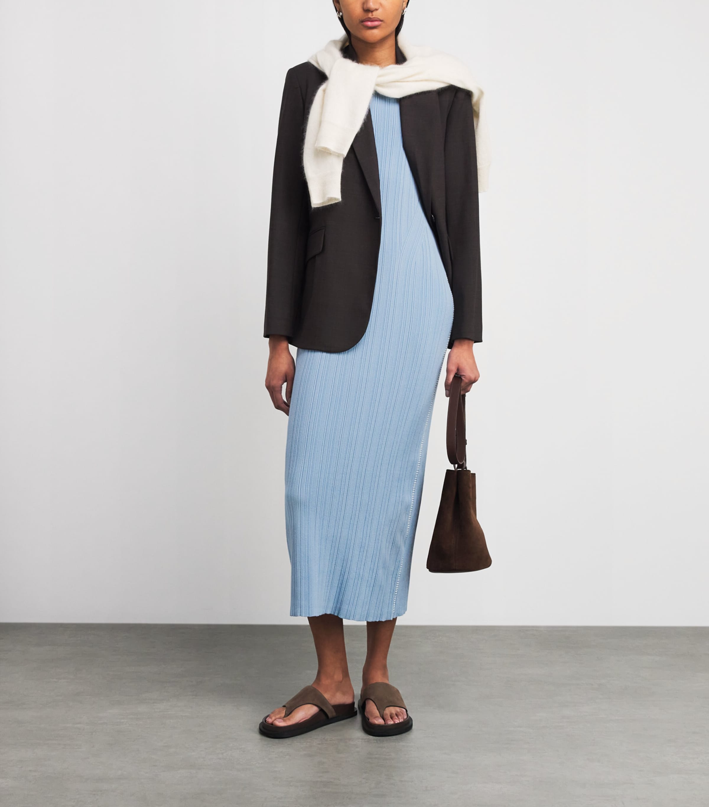 Rag & Bone Womens Ribbed Harper Midi Dress Sky Image 2