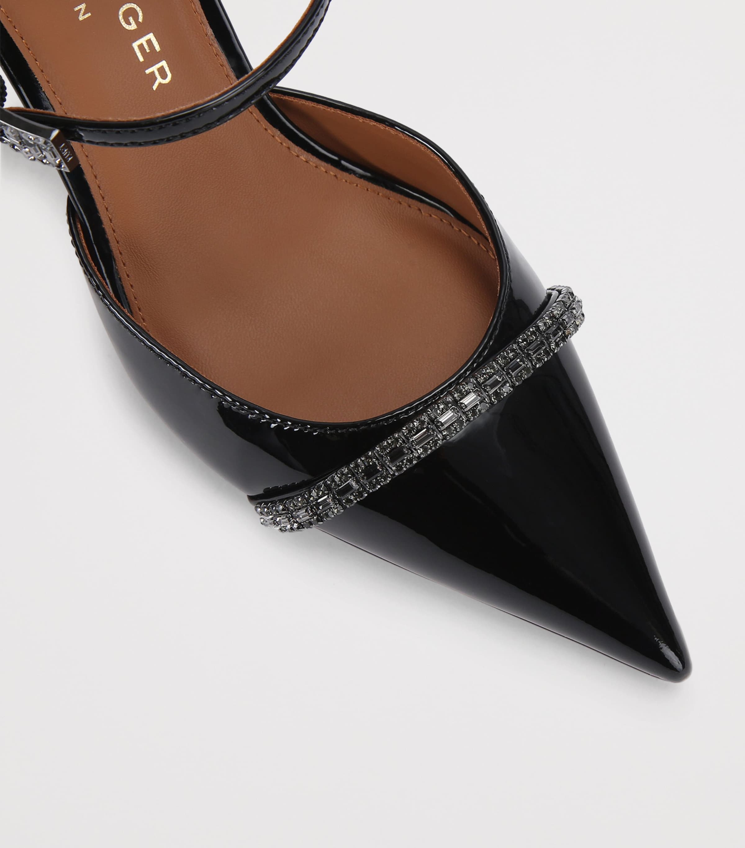 Patent Leather Embellished Strass Point Mules 90 BLACK Image 3