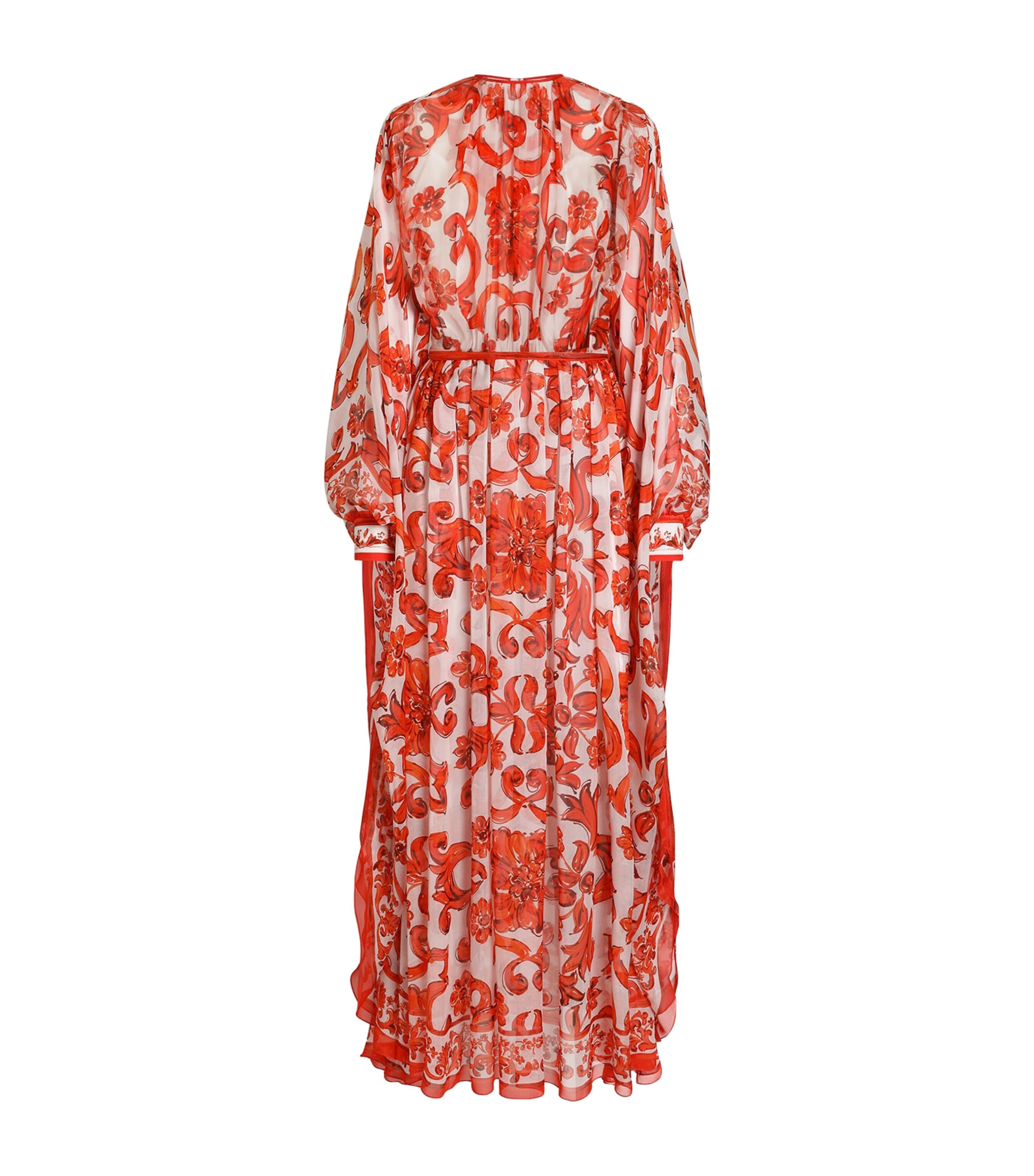 Dolce&Gabbana Womens Silk Majolica Print Kaftan Maxi Dress Combined Colou Image 1