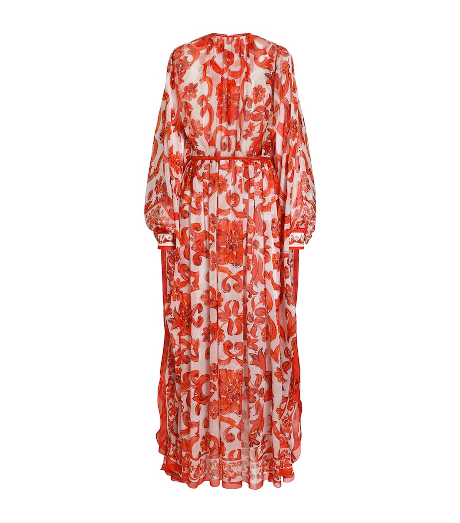 Dolce&Gabbana Womens Silk Majolica Print Kaftan Maxi Dress Combined Colou Image 1