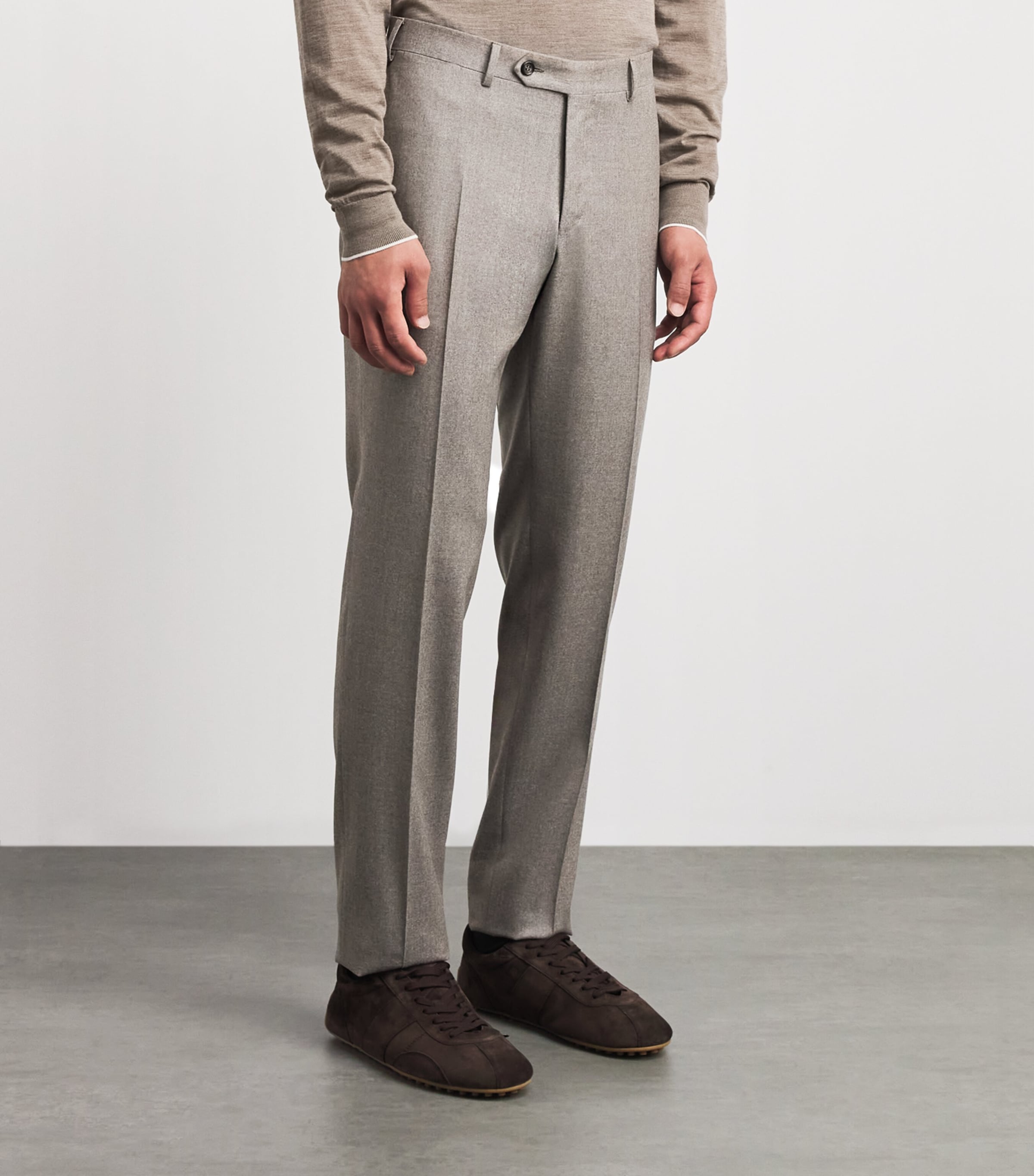 Canali Mens Wool Straight Trousers Grey Image 4