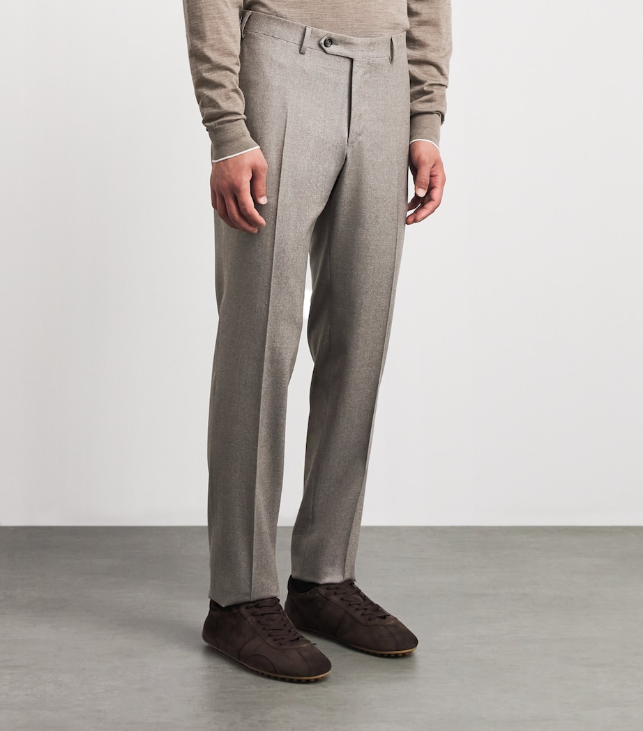 Canali Mens Wool Straight Trousers Grey Image 4