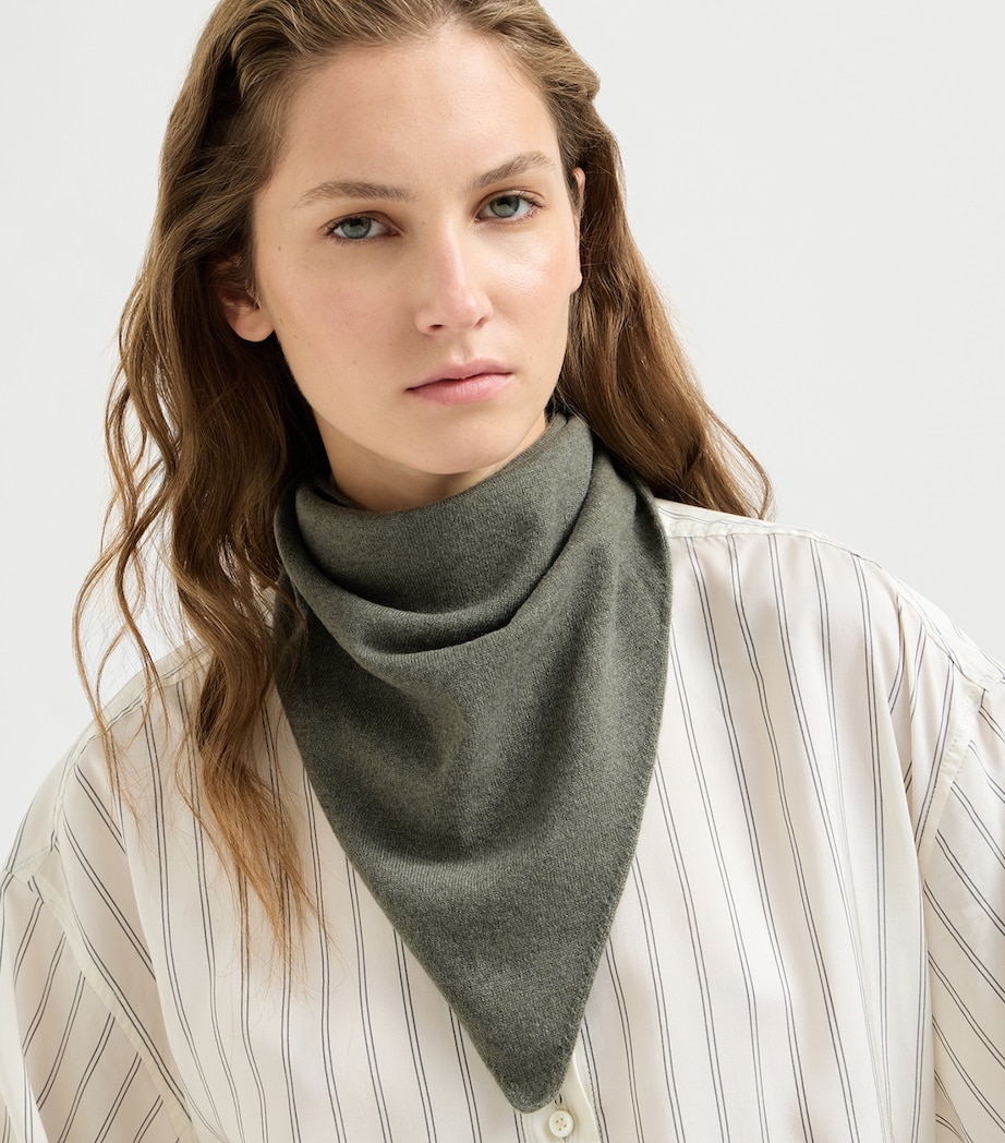 Brunello Cucinelli Womens Cashmere Scarf Dark Green Image 3