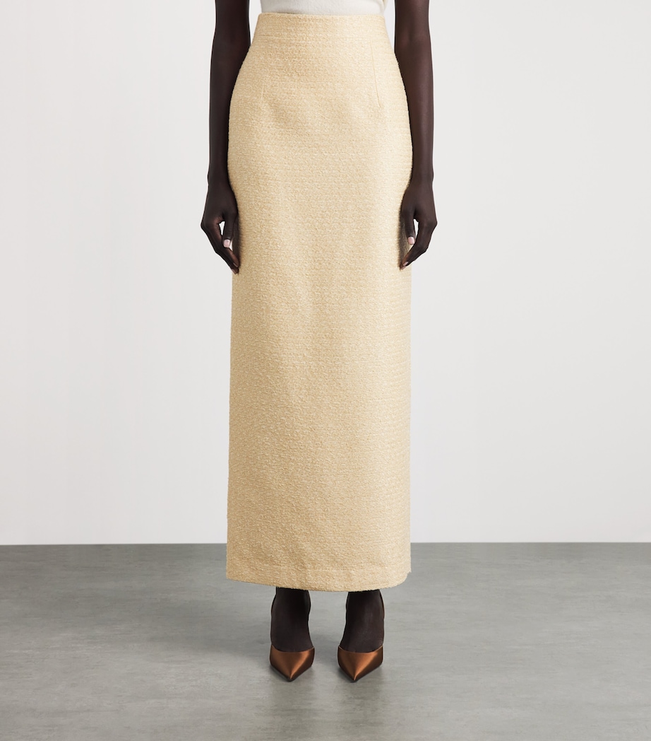 Huishan Zhang Womens Tweed Vania Pencil Skirt Pale Yellow Image 4