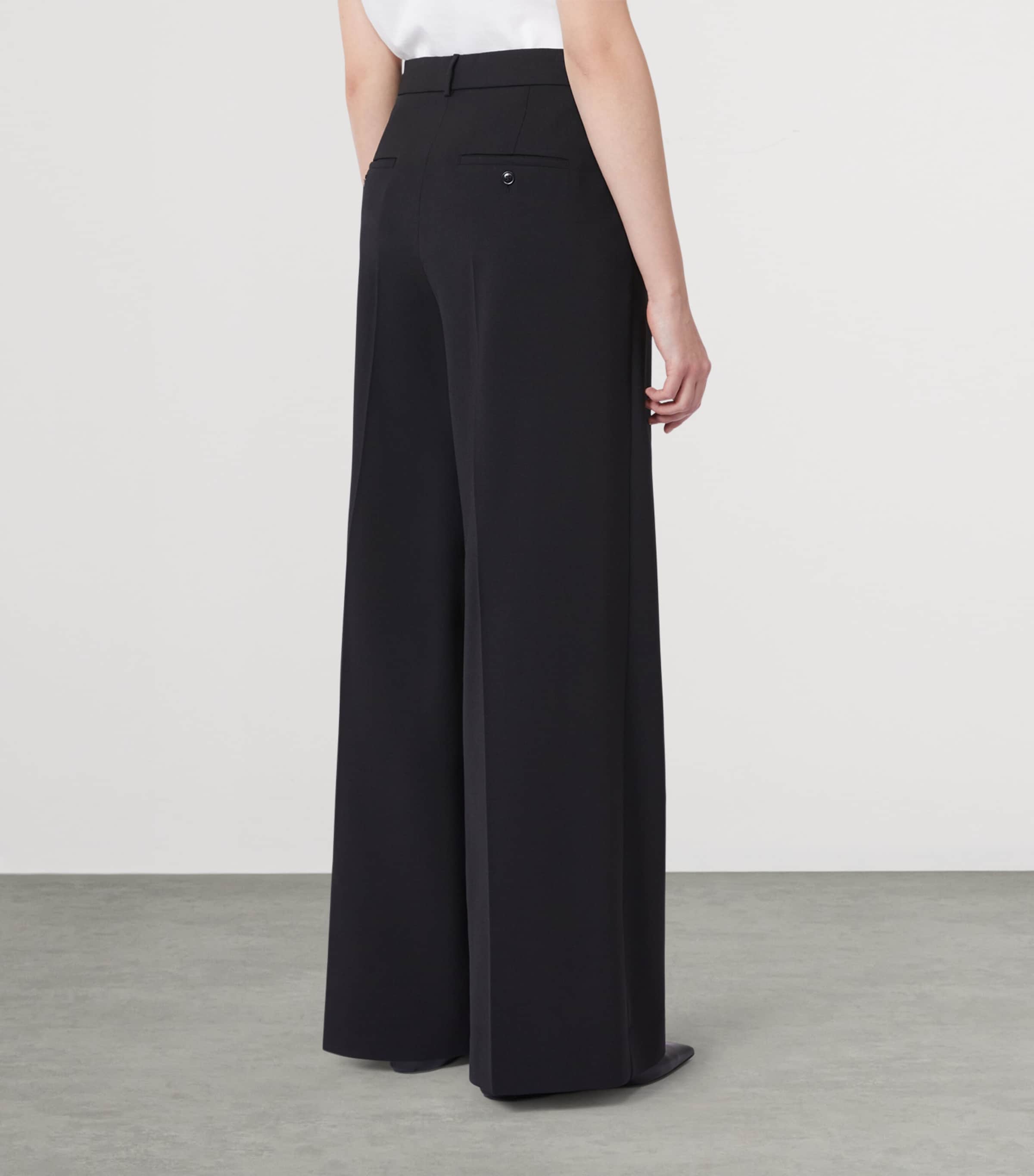 Weekend Max Mara Womens Virgin Wool Wide-Leg Trousers Black Image 4