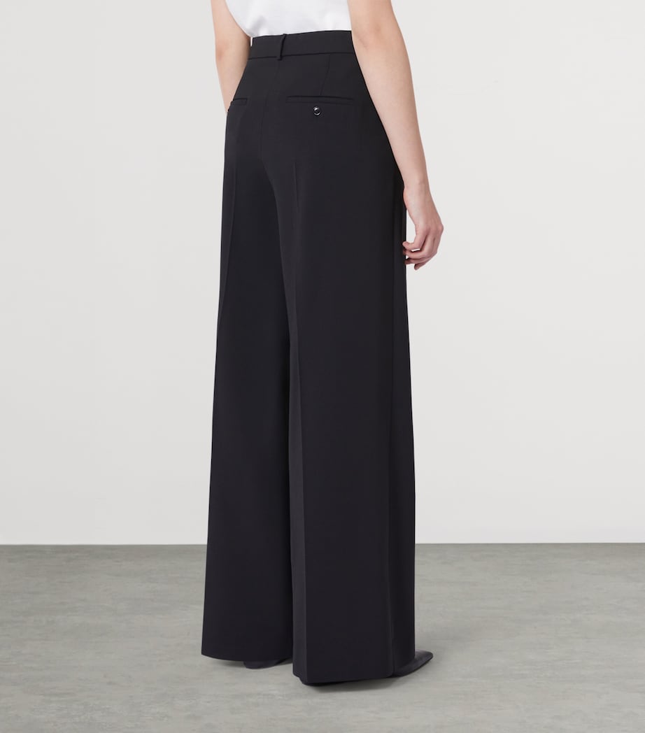 Weekend Max Mara Womens Virgin Wool Wide-Leg Trousers Black Image 4