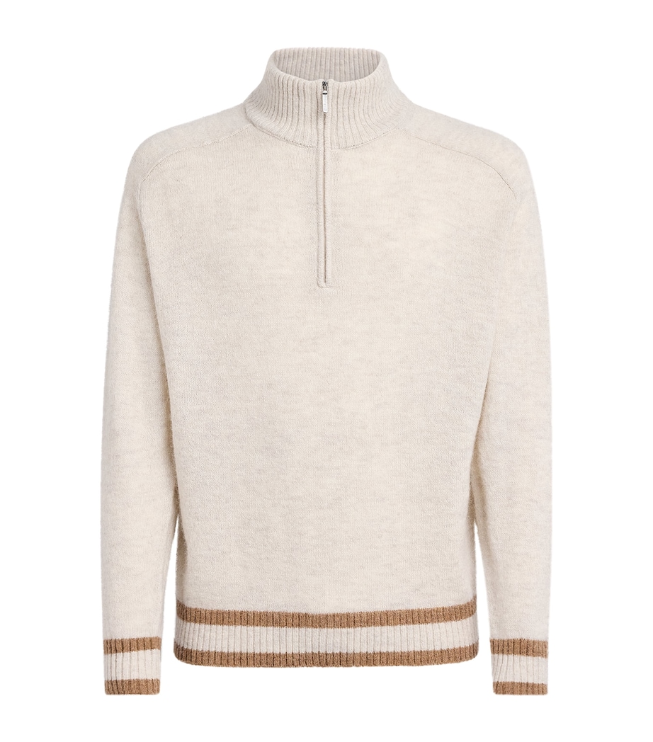 CHÉ Mens Wool-Blend Quarter-Zip Cillian Sweater Ecru Image 1