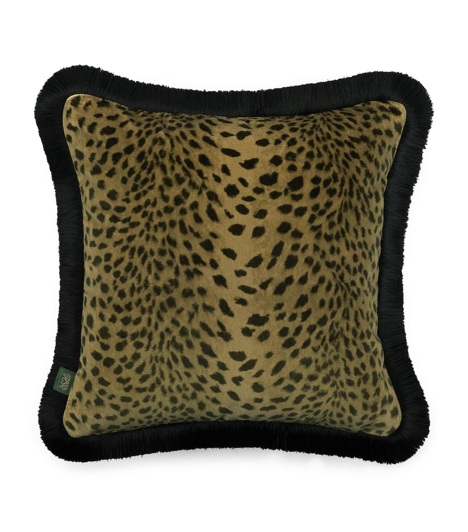 Velvet Savanna Fringed Cushion (45cm x 45cm) BROWN Image 1