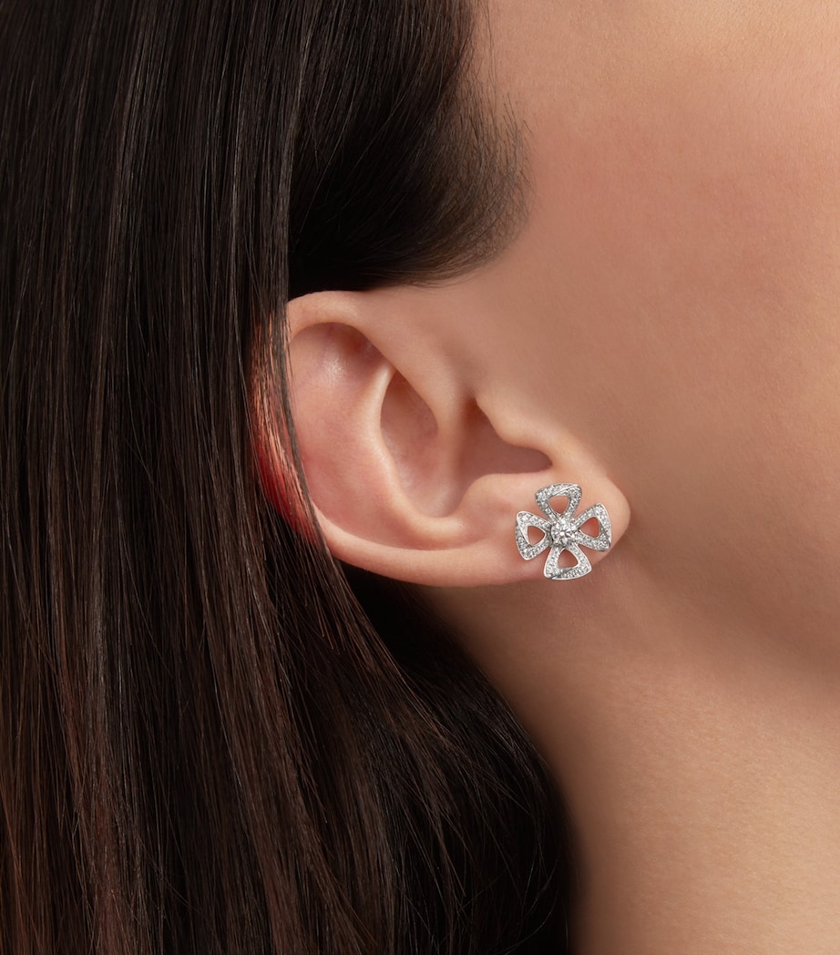 White Gold and Diamond Fiorever Stud Earrings WHITE GOLD Image 4