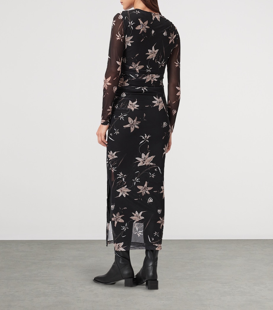 Mesh Floral Print Caia Dress PETRA SEPIA BROWN Image 4
