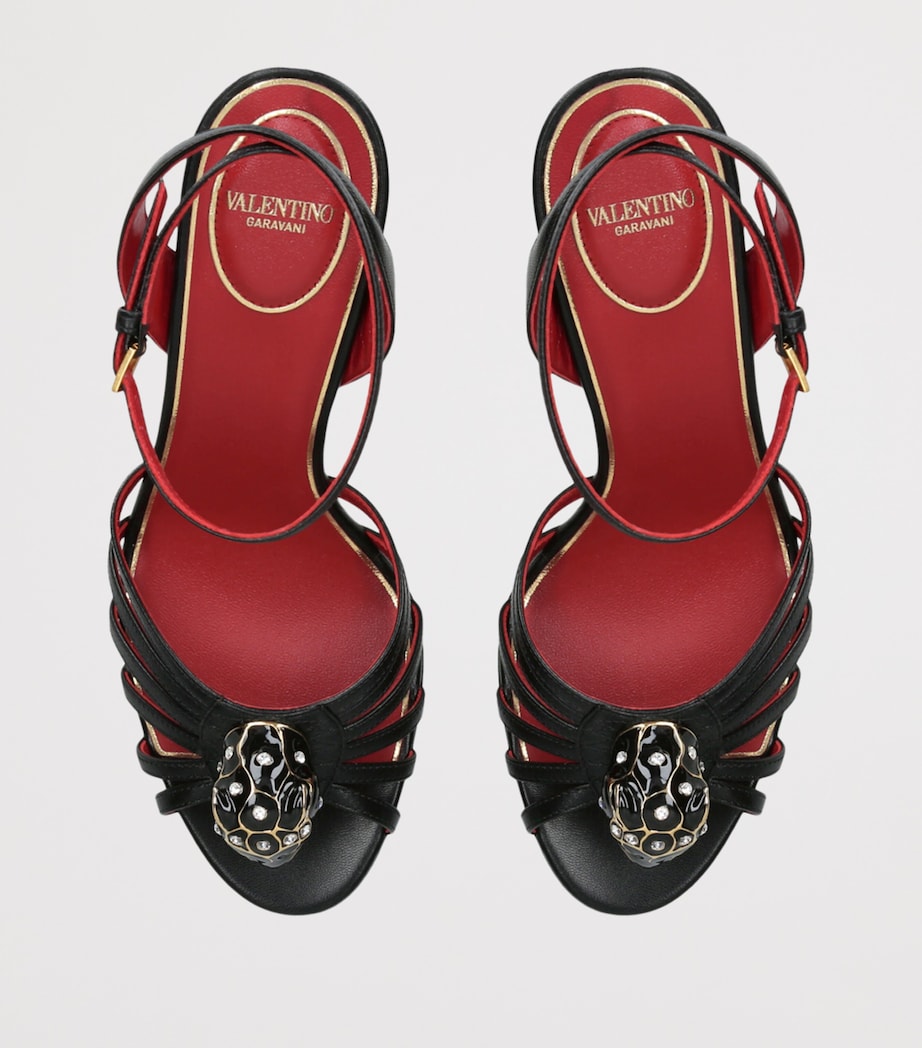Valentino Garavani Leather Panthea Heeled Sandals 85 Black Image 4