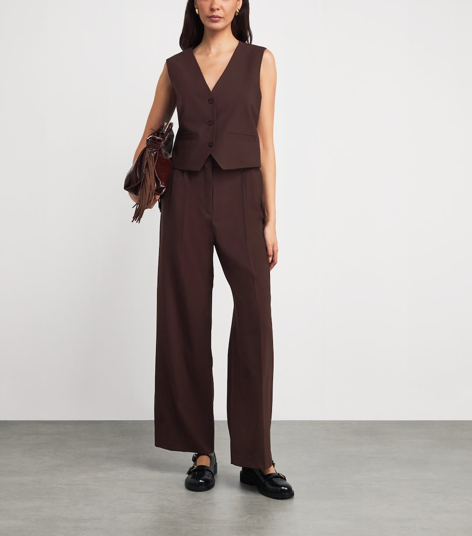 Wool-Blend Tailored Trousers BURGUNDY Image 2