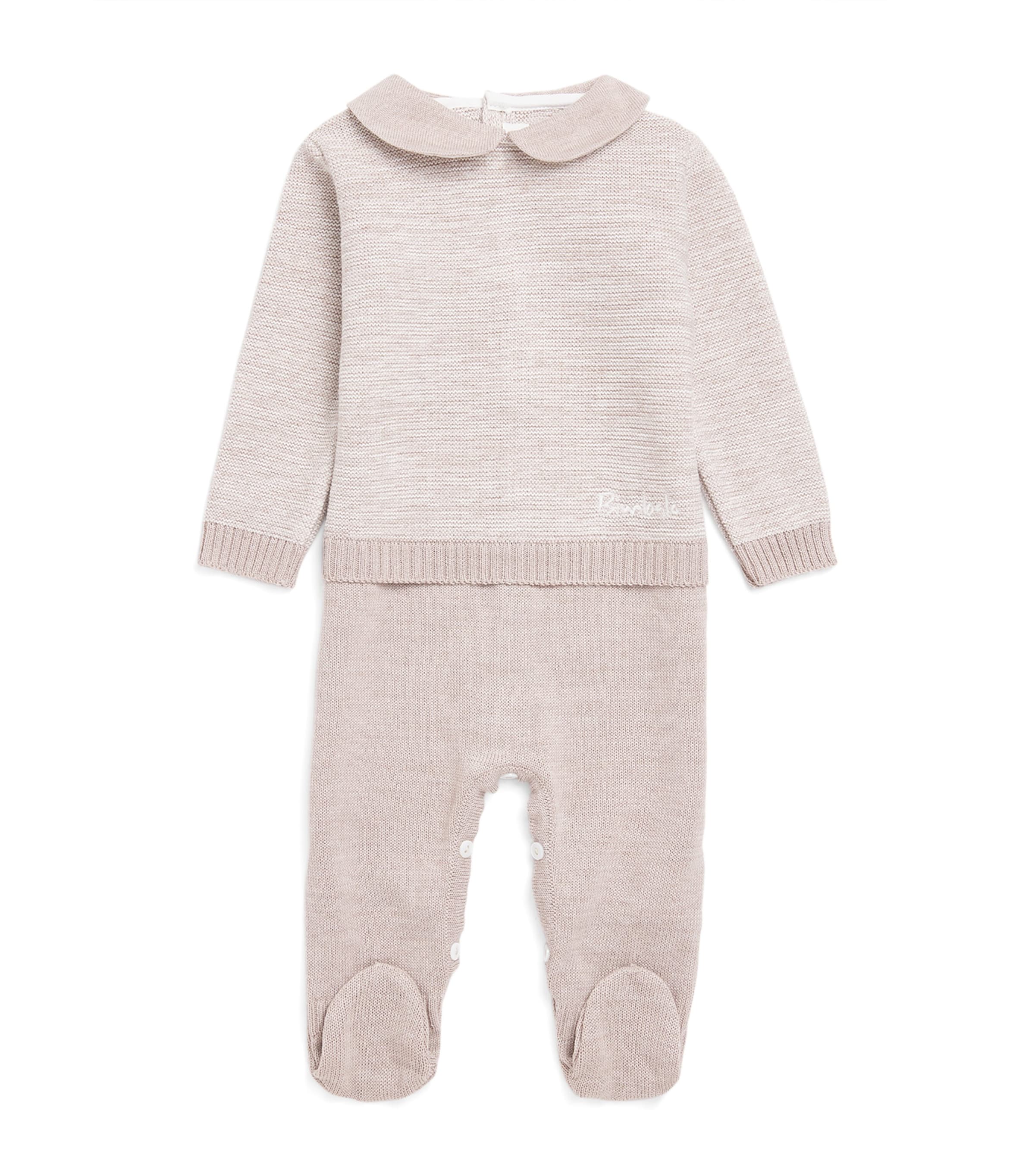 Bimbalò Babies' Wool-blend All-in-one In Neutral