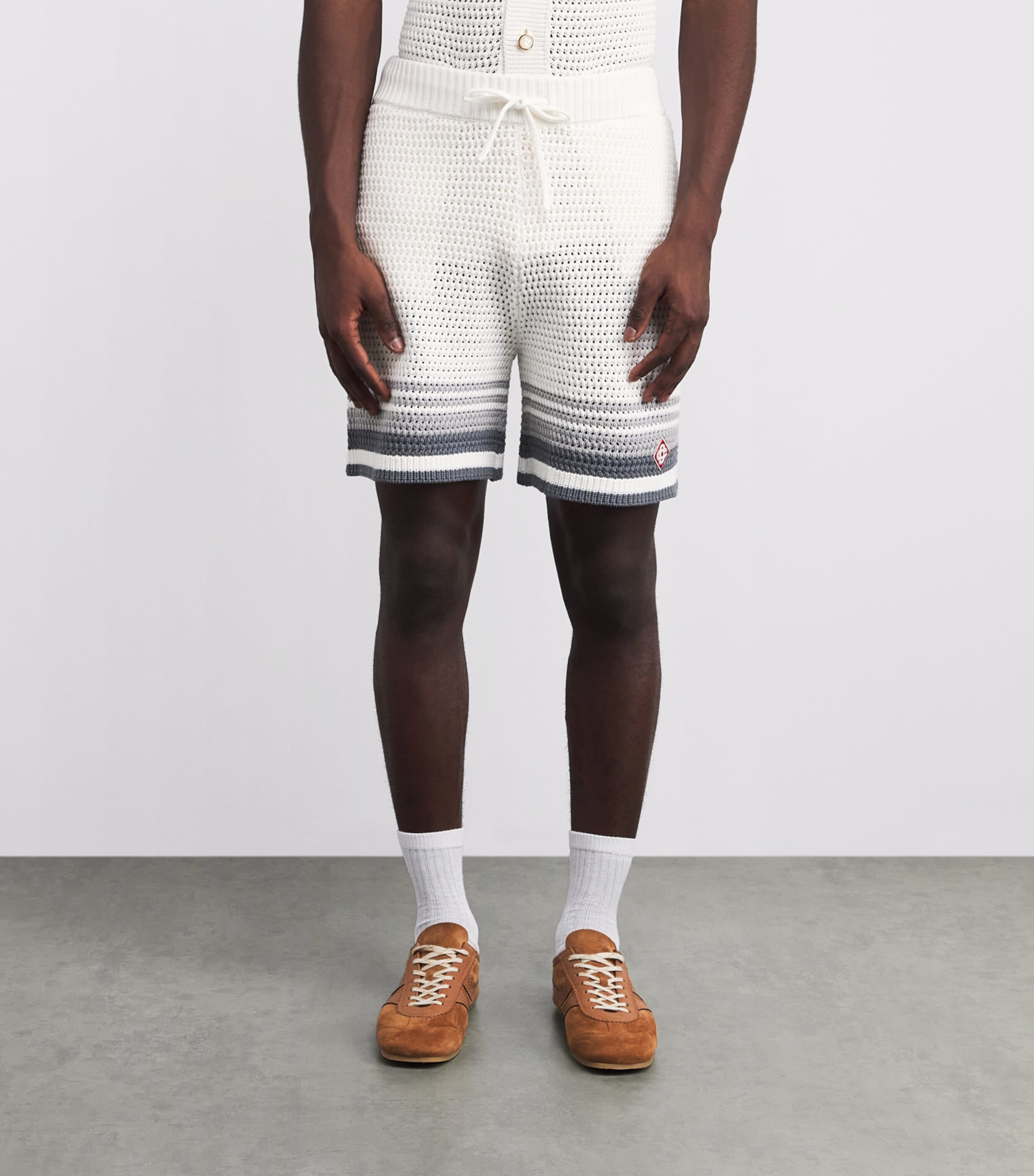 Crochet Tennis Shorts WHITE / GREY Image 3