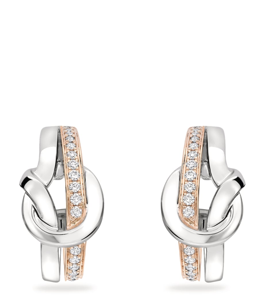Rose, White Gold and Diamond The Knot Earrings ROSE GOLD Image 1