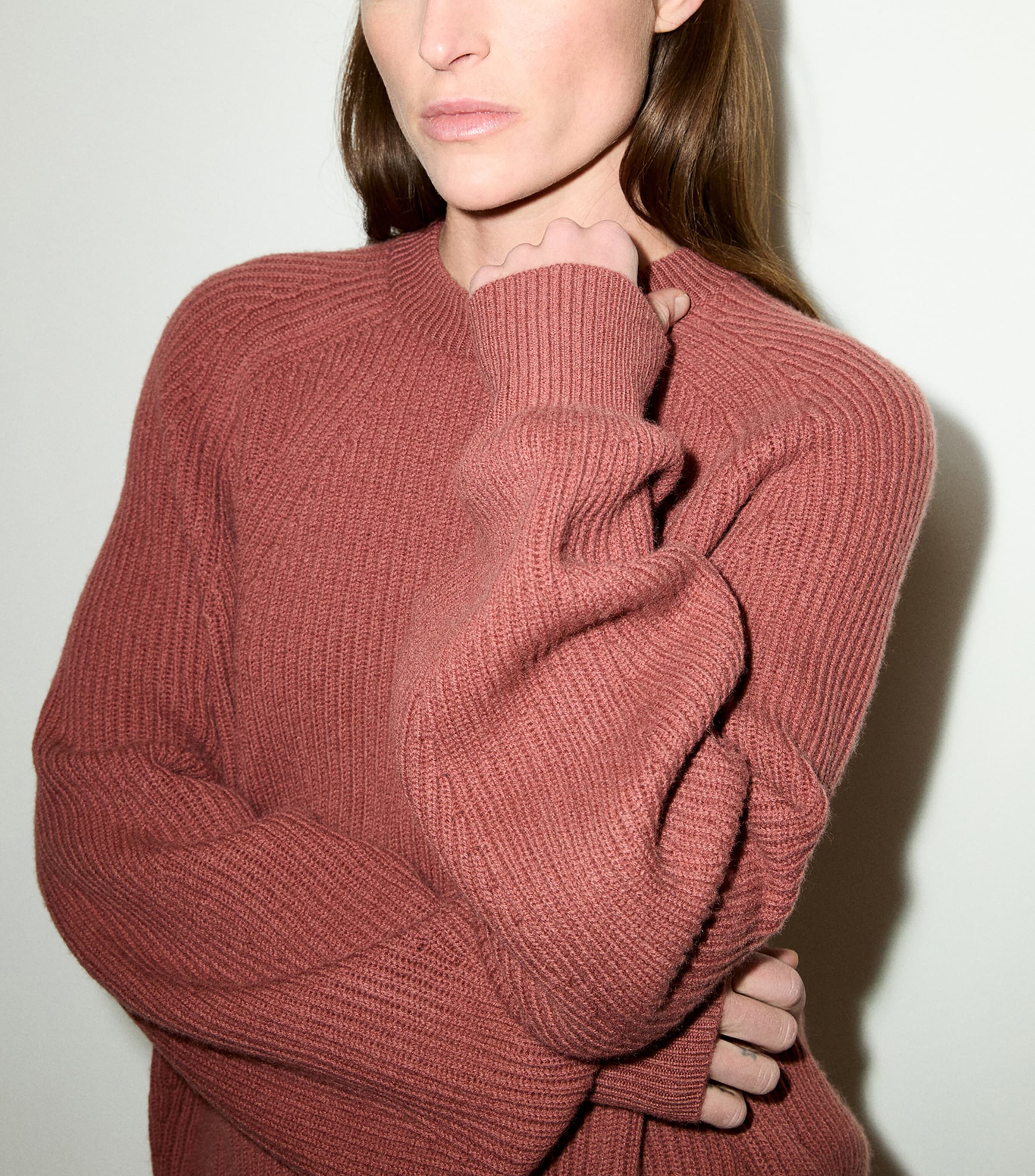 MAX&Co. Womens Wool-Cashmere Balloon-Sleeve Sweater Cocoa Image 2