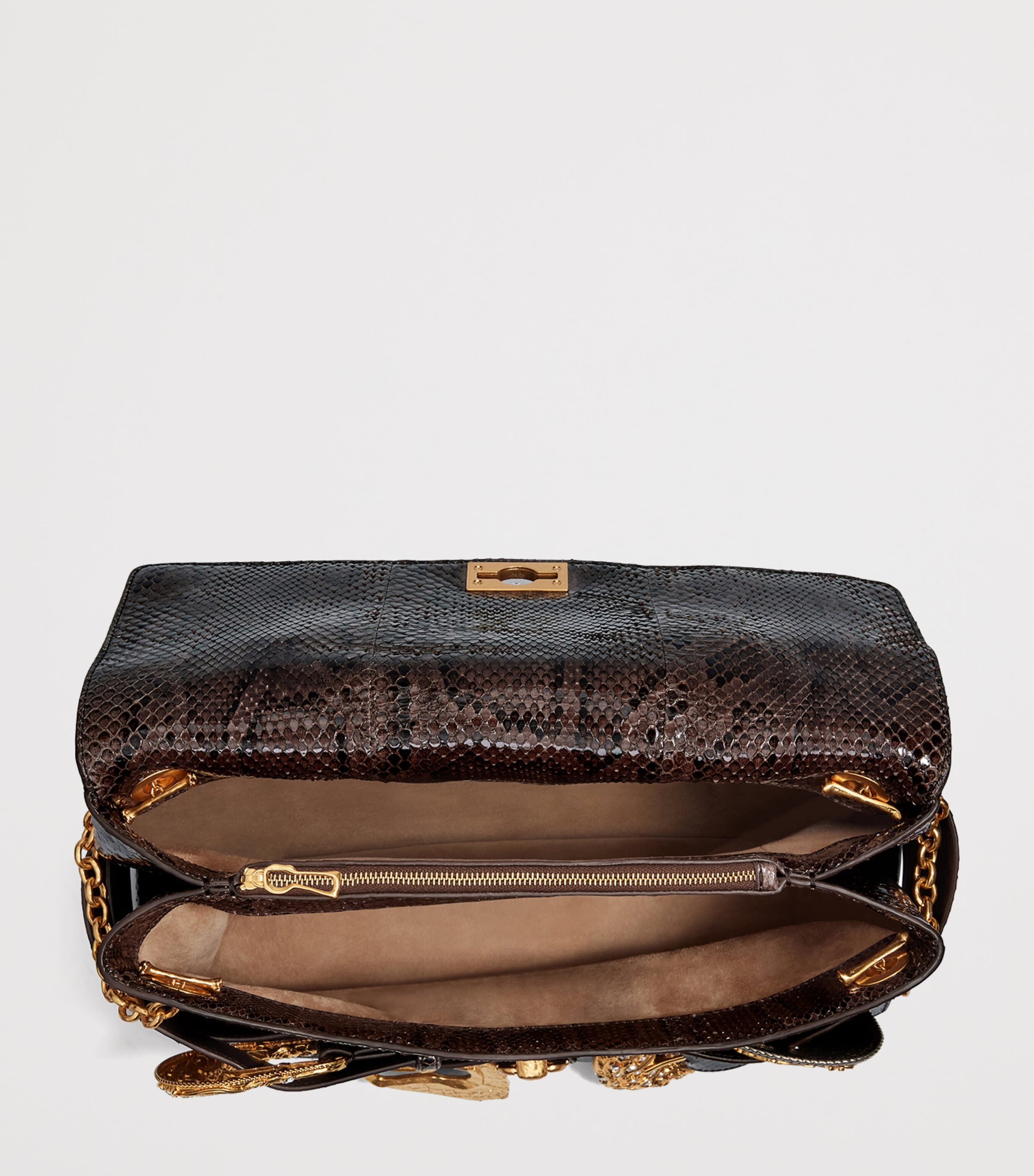 Python Skin Belts Soft Secret Shoulder Bag 819 DARK BROWN Image 5