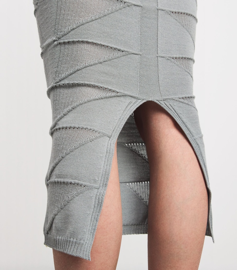 Virgin Wool Midi Skirt 06 WASHED INDIGO Image 6