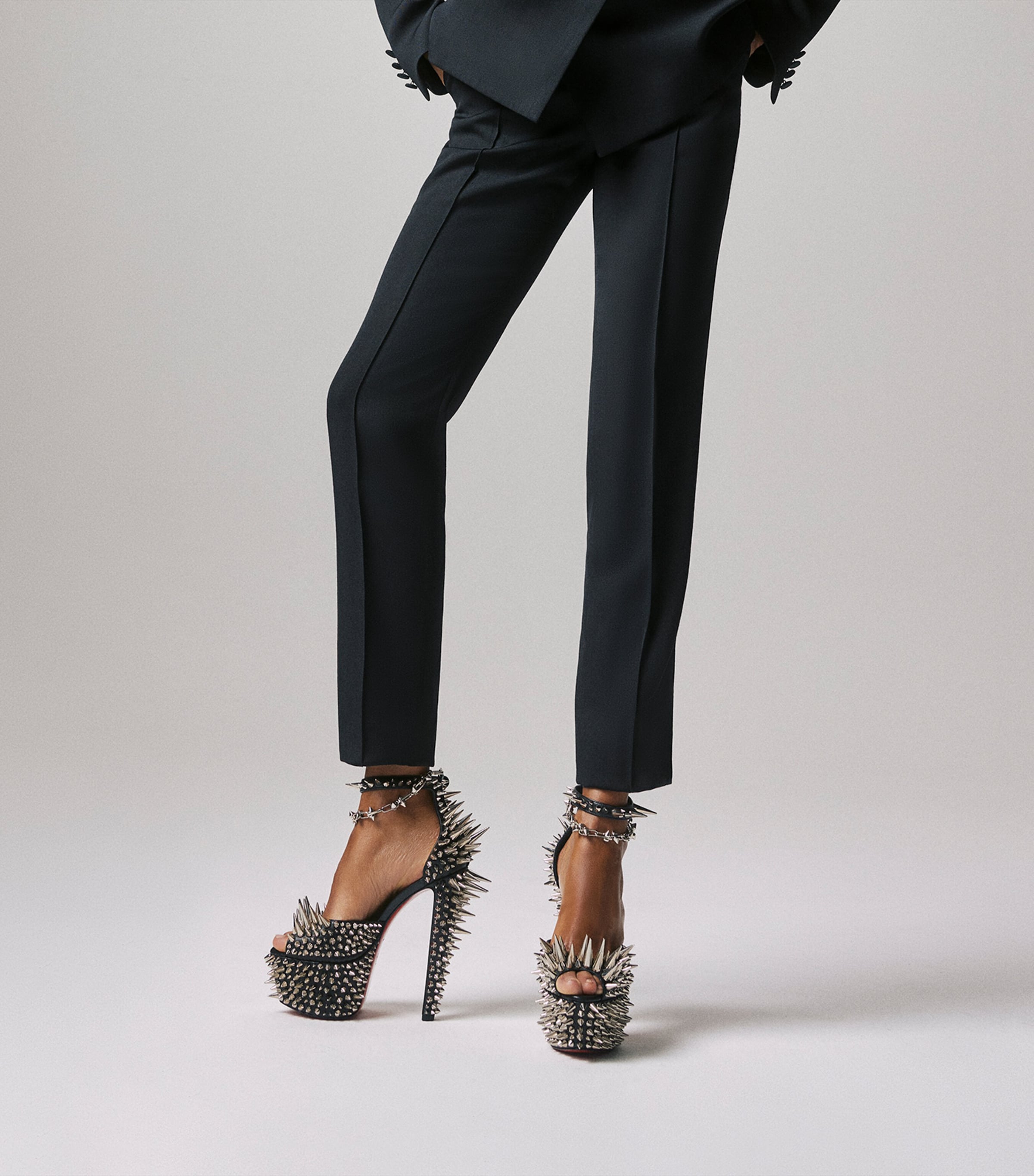 Christian Louboutin Black Estepic Alta Leather Platform Sandals