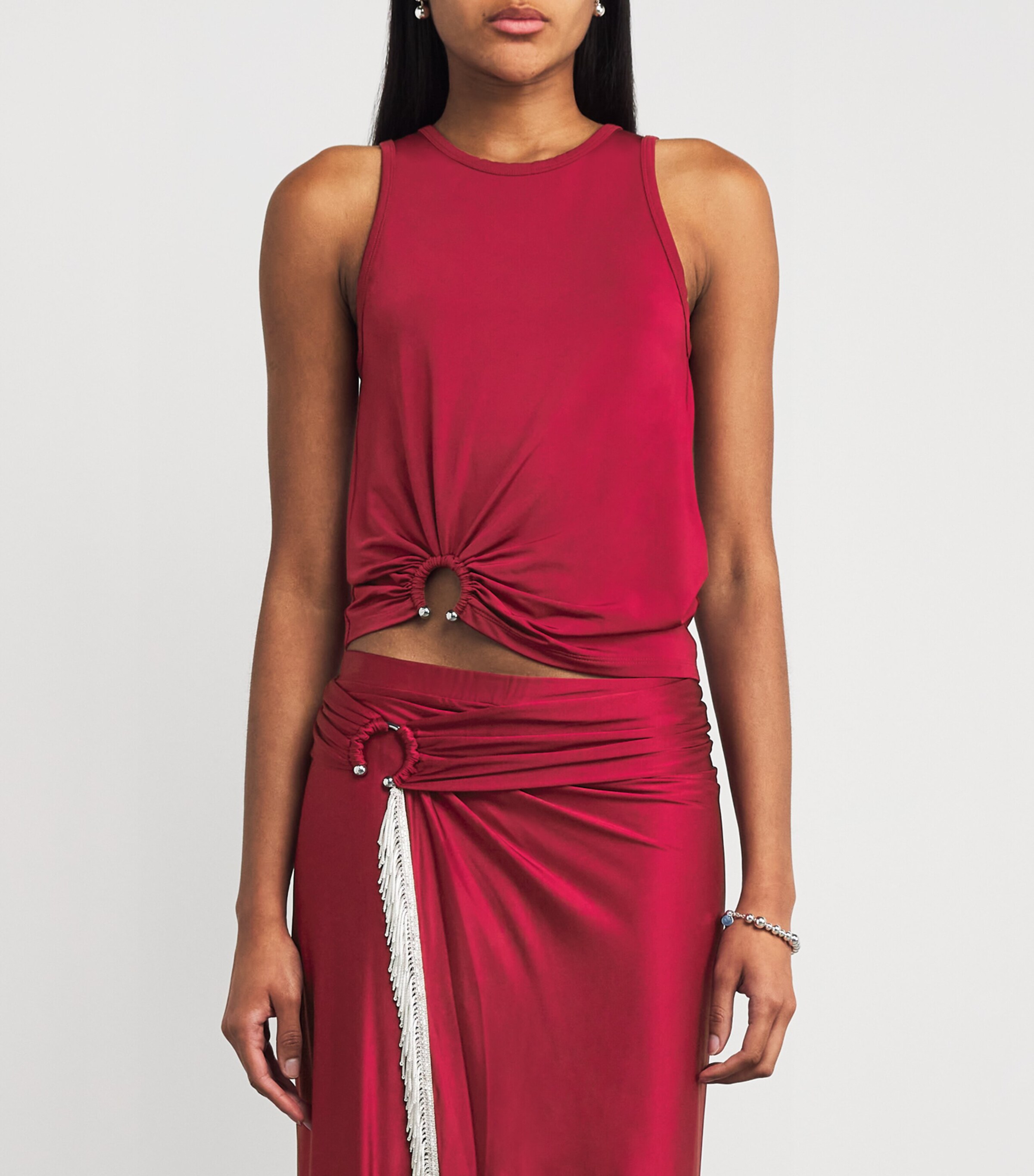 Jersey Ring-Gathered Tank Top P613 RUBY RED Image 3