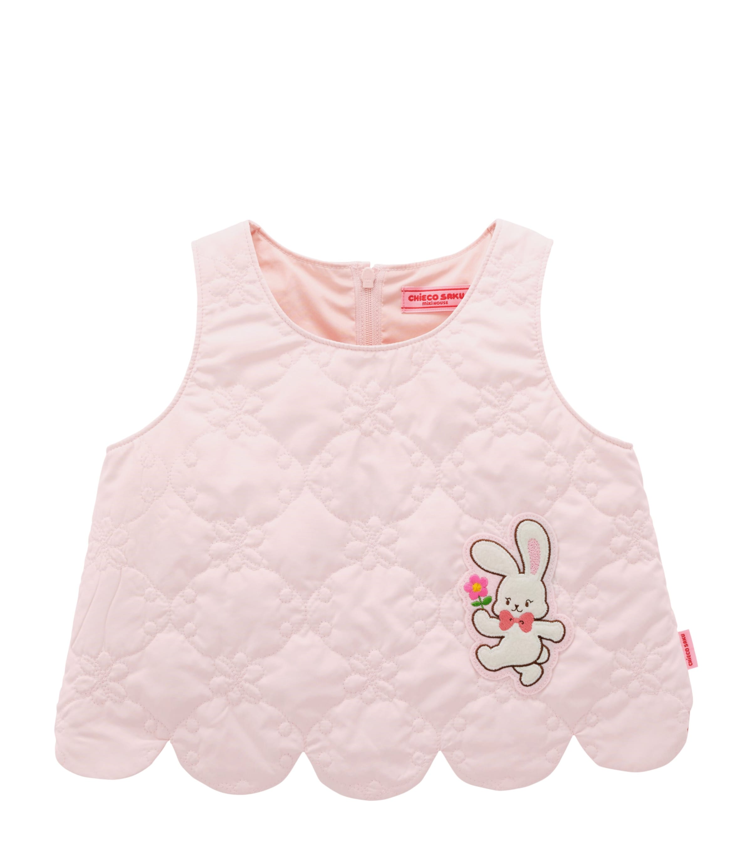 Miki House Quilted Bunny Appliqué Vest In Pink