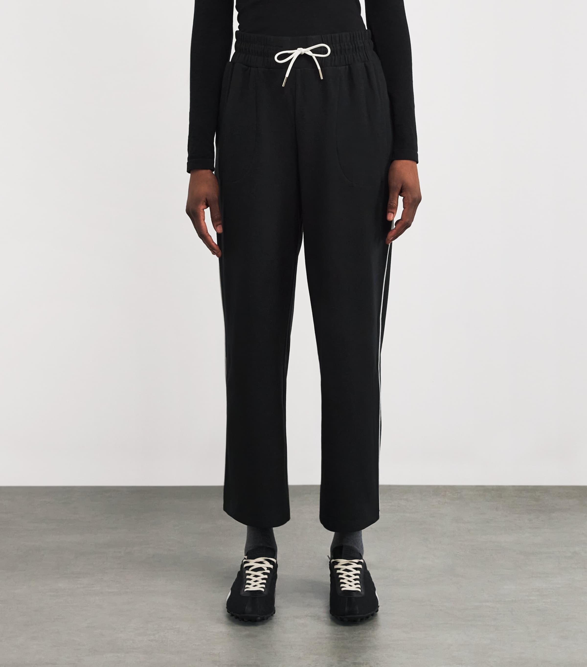 Brushed Rib Wide-Leg Sweatpants BLACK / SNOW WHITE Image 3