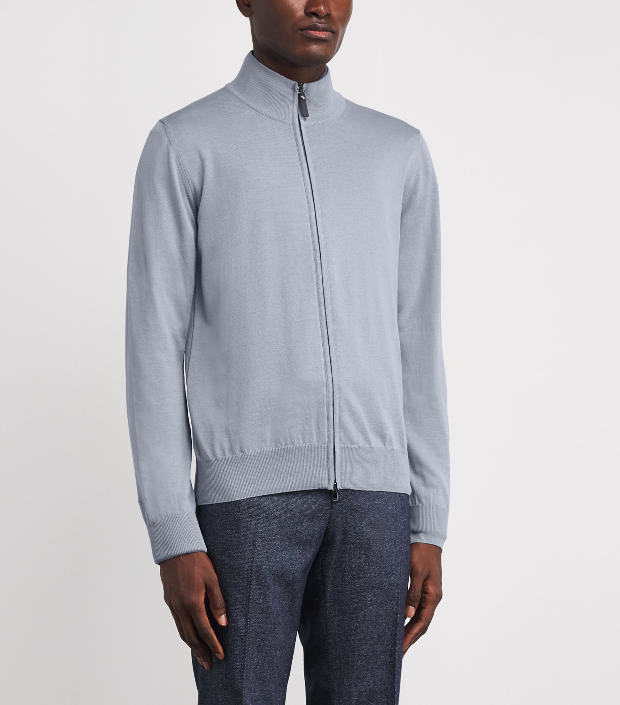 Cotton Zip-Up Cardigan 408 Image 3