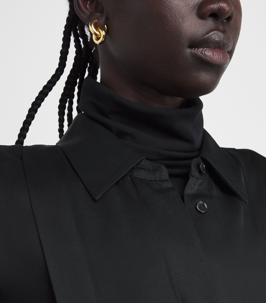 Crepe Orlan Midi Shirt Dress BLACK Image 6