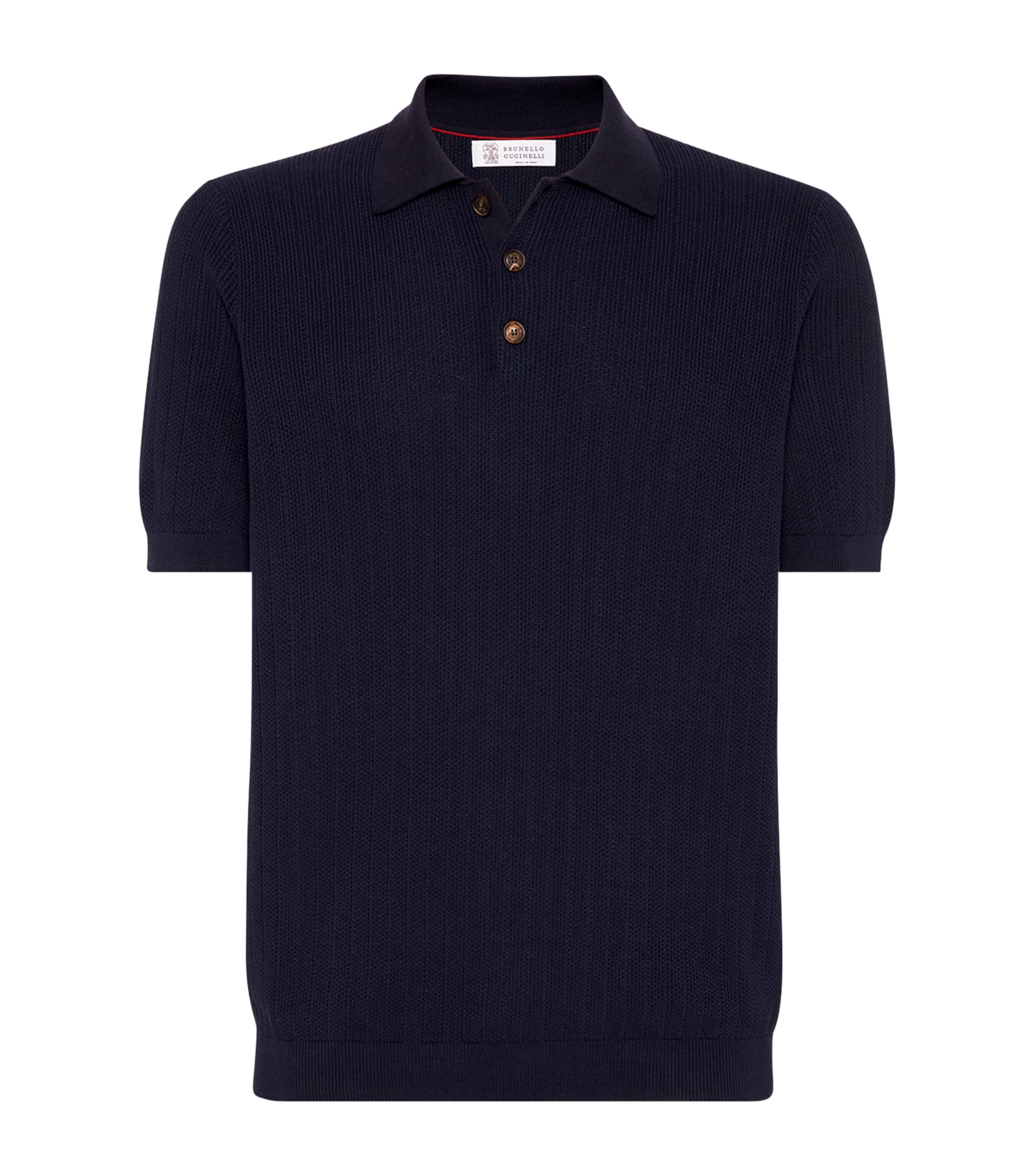 Brunello Cucinelli Cotton Rib-knit Polo Sweater In Blue