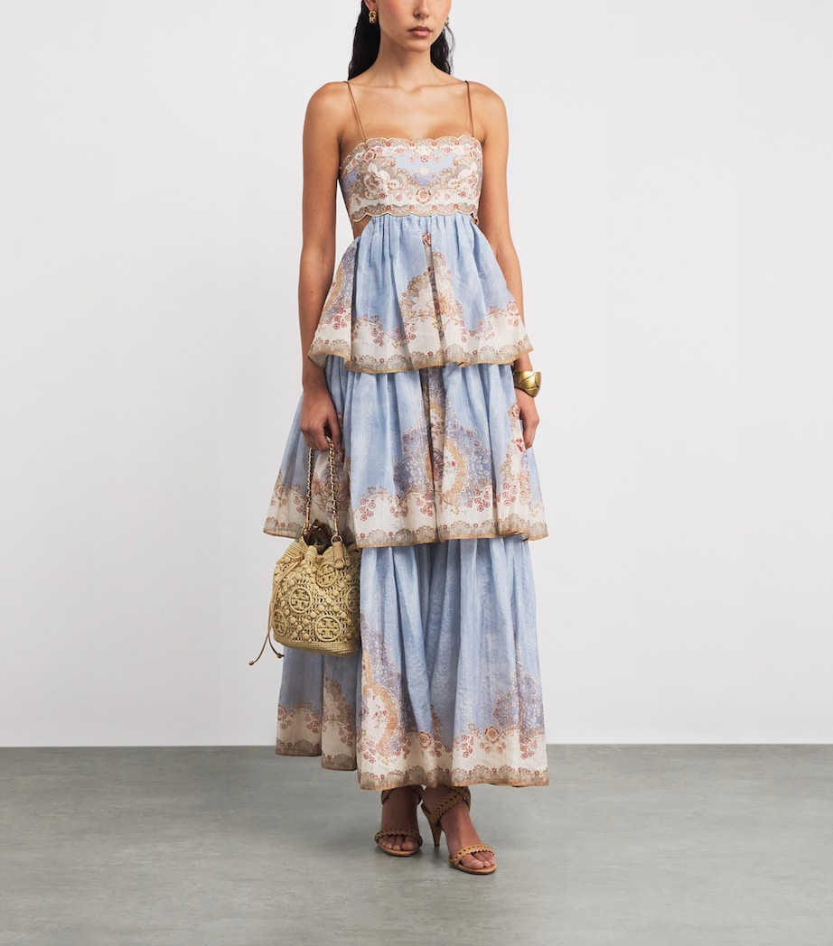 Cotton-Silk Tiered Daylight Maxi Dress WLLPAPR FLRL DNMWPFD Image 2