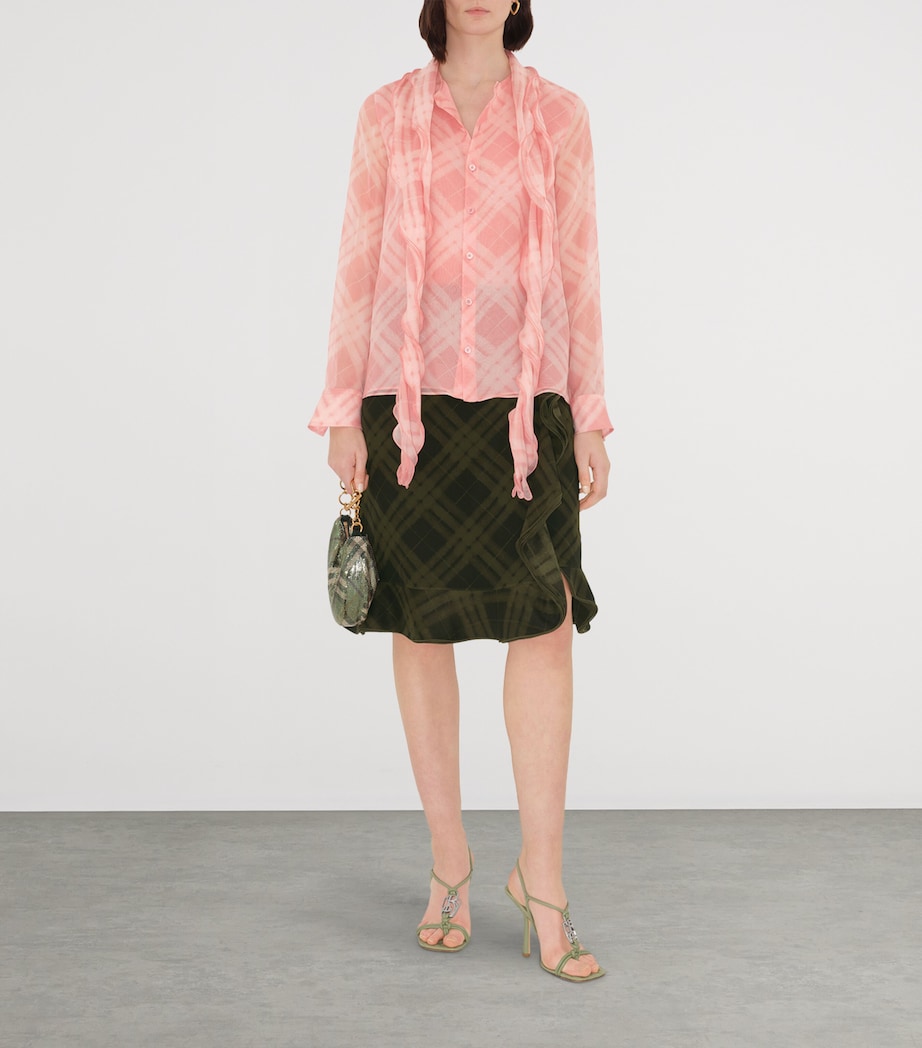 Silk Check Wrap Skirt OIL IP CHECK Image 2