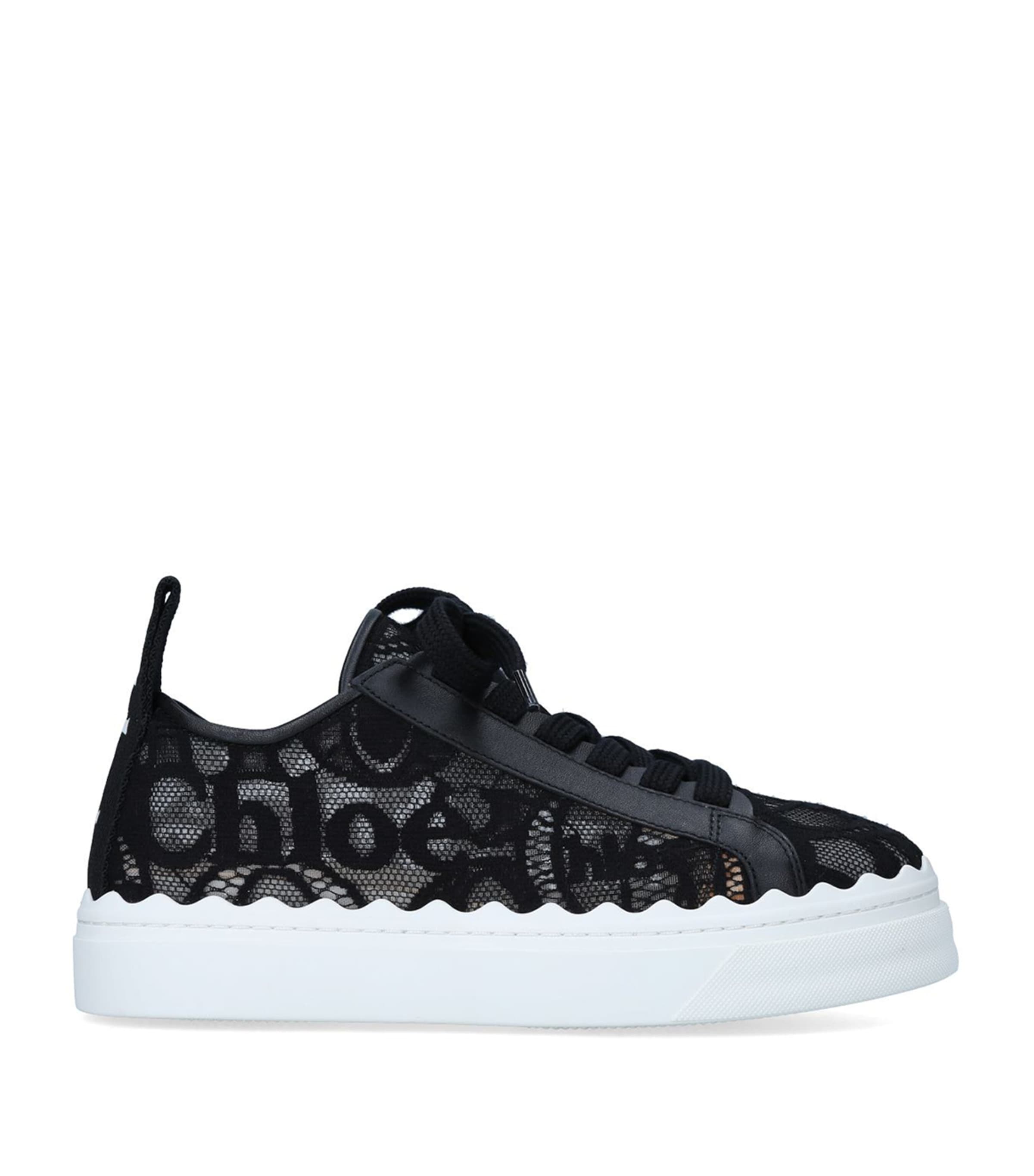Chloé Black Lace Lauren Sneakers | Harrods US