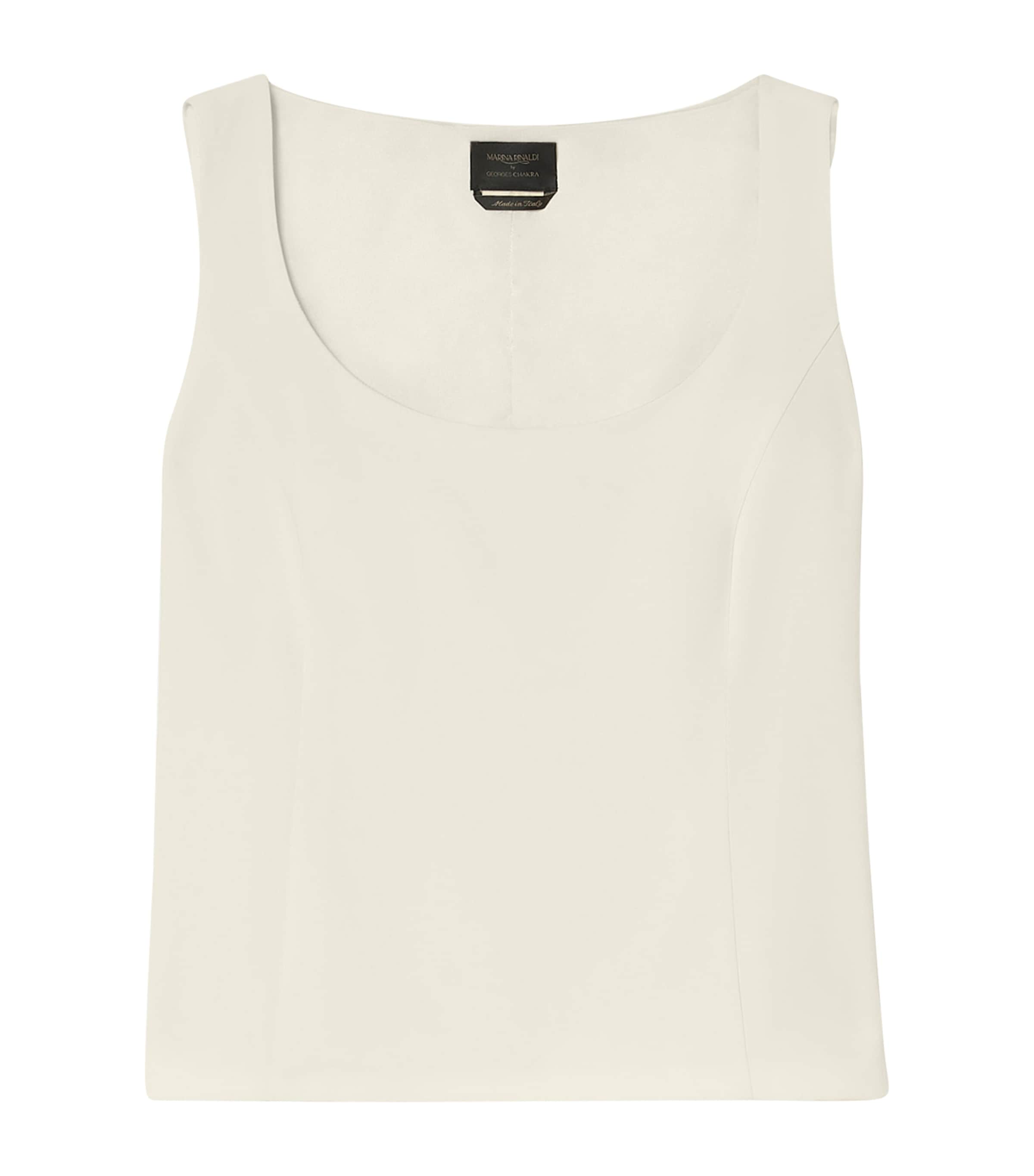 Marina Rinaldi Womens Scoop-Neck Waistcoat Top Champagne Image 1