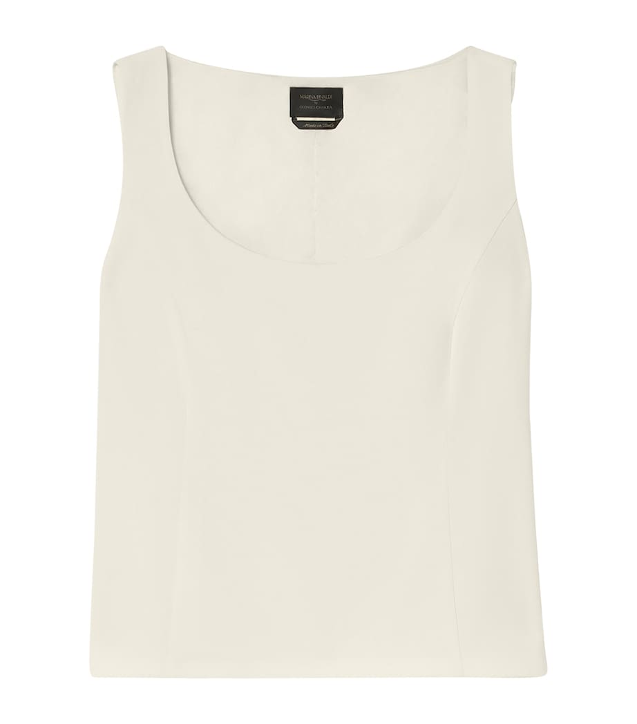 Marina Rinaldi Womens Scoop-Neck Waistcoat Top Champagne Image 1