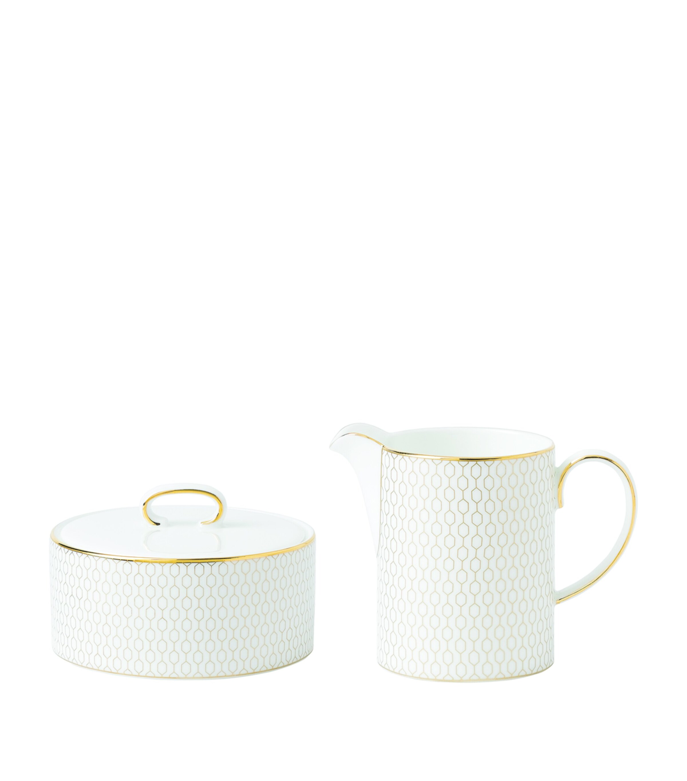 WEDGWOOD GIO GOLD SUGAR POT AND MILK JUG SET
