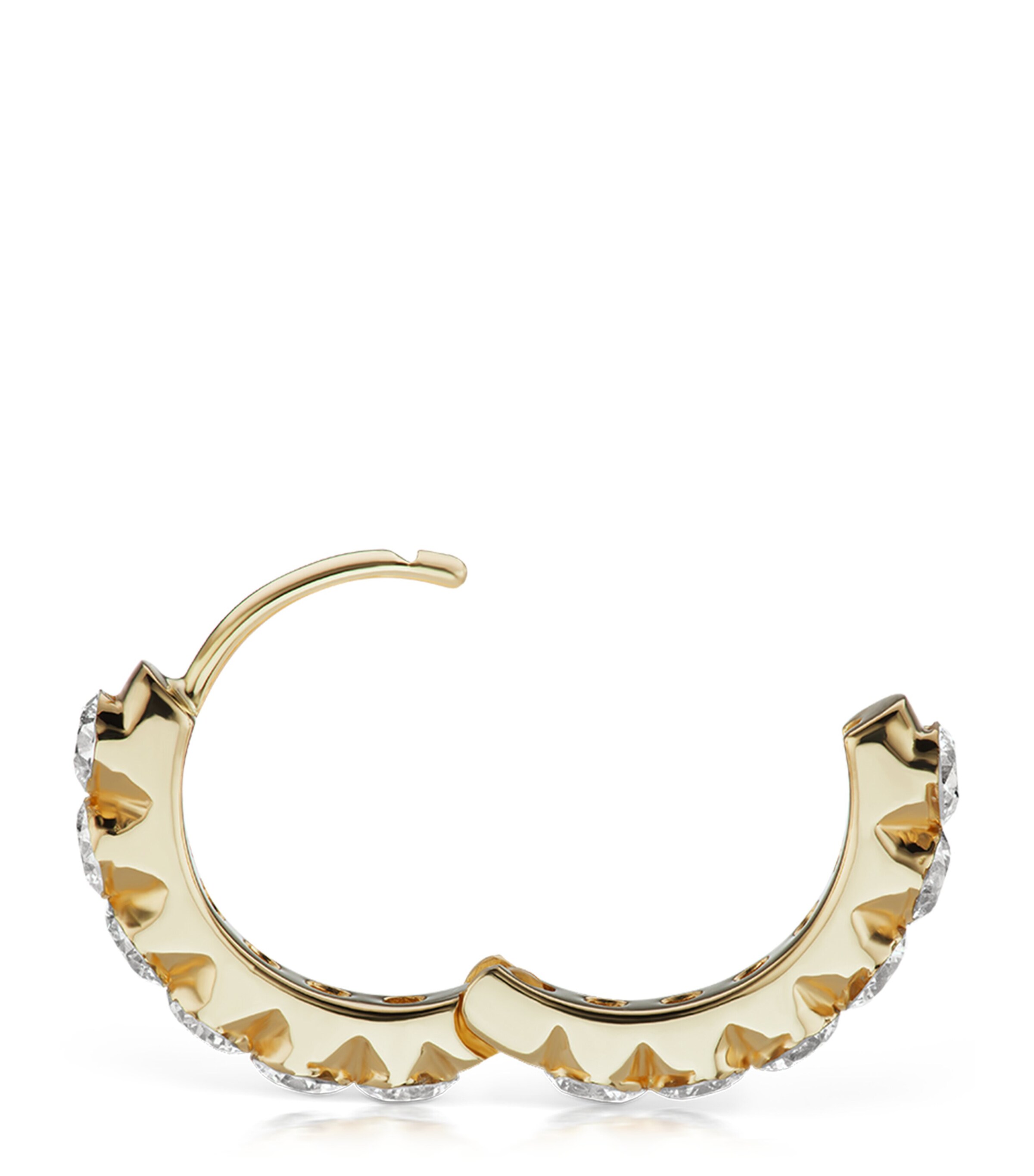 Yellow Gold Invisible Set Large Diamond Eternity Hoop Earring (9.5mm) YELLOW GOLD Image 4