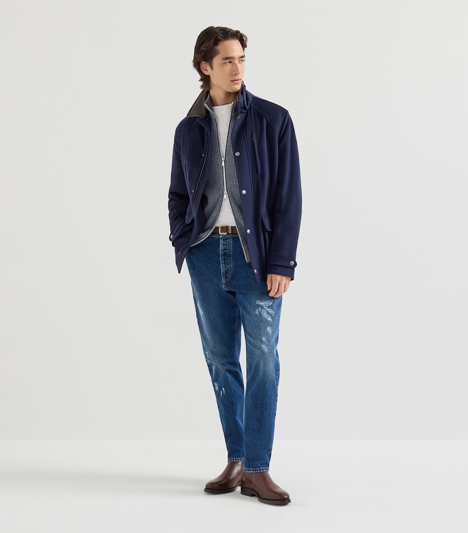 Brunello Cucinelli Mens Cashmere Ribbed Zip-Up Cardigan Image 3