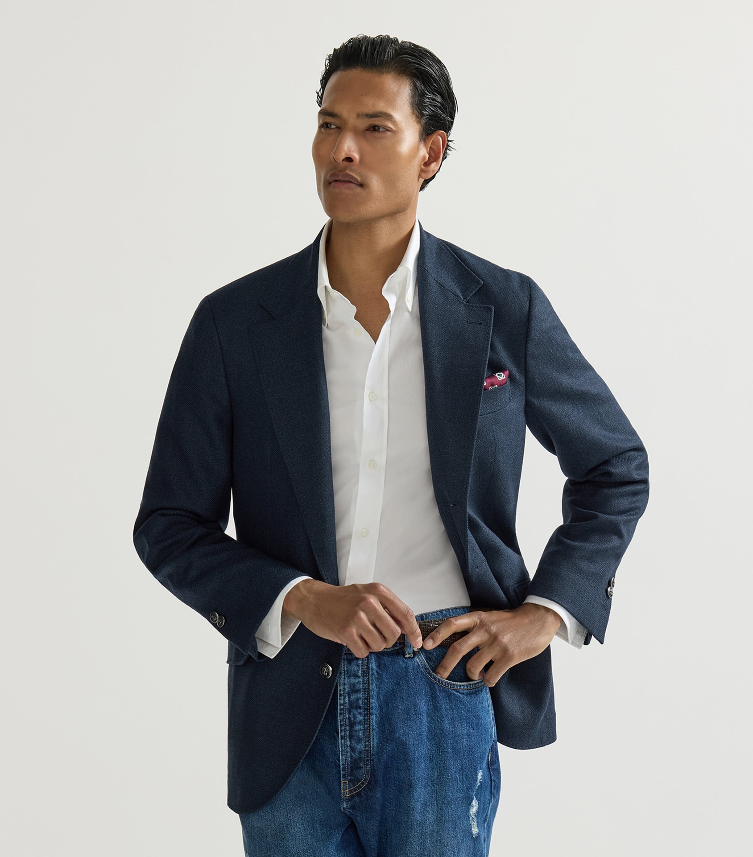 Brunello Cucinelli Mens Mouliné Virgin Wool Twill Deconstructed Blazer Image 4
