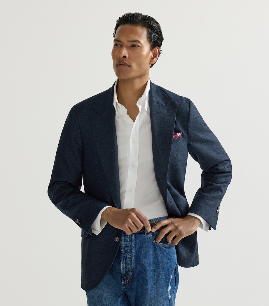 Brunello Cucinelli Mens Mouliné Virgin Wool Twill Deconstructed Blazer Image 4