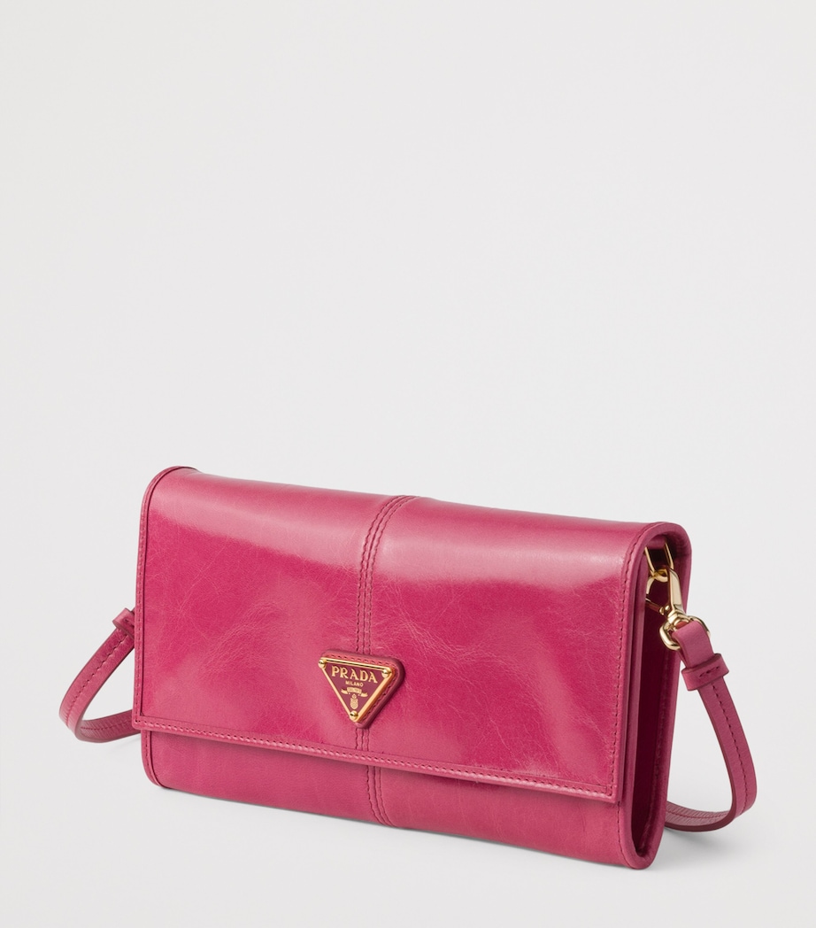 Prada Leather Wallet with Shoulder Strap Pink Image 2