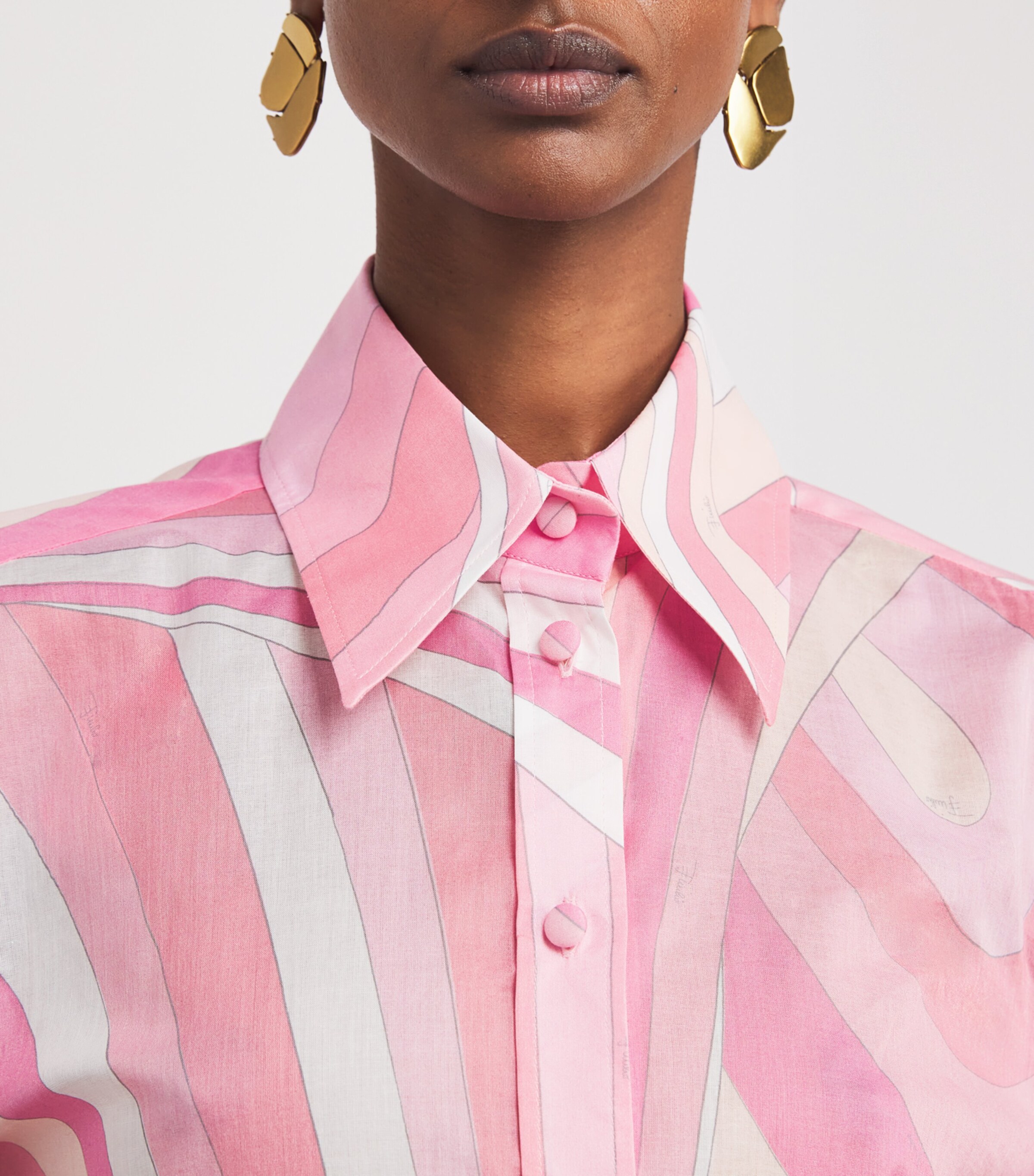 PUCCI Womens Cotton Printed Blouse Rosa Image 5