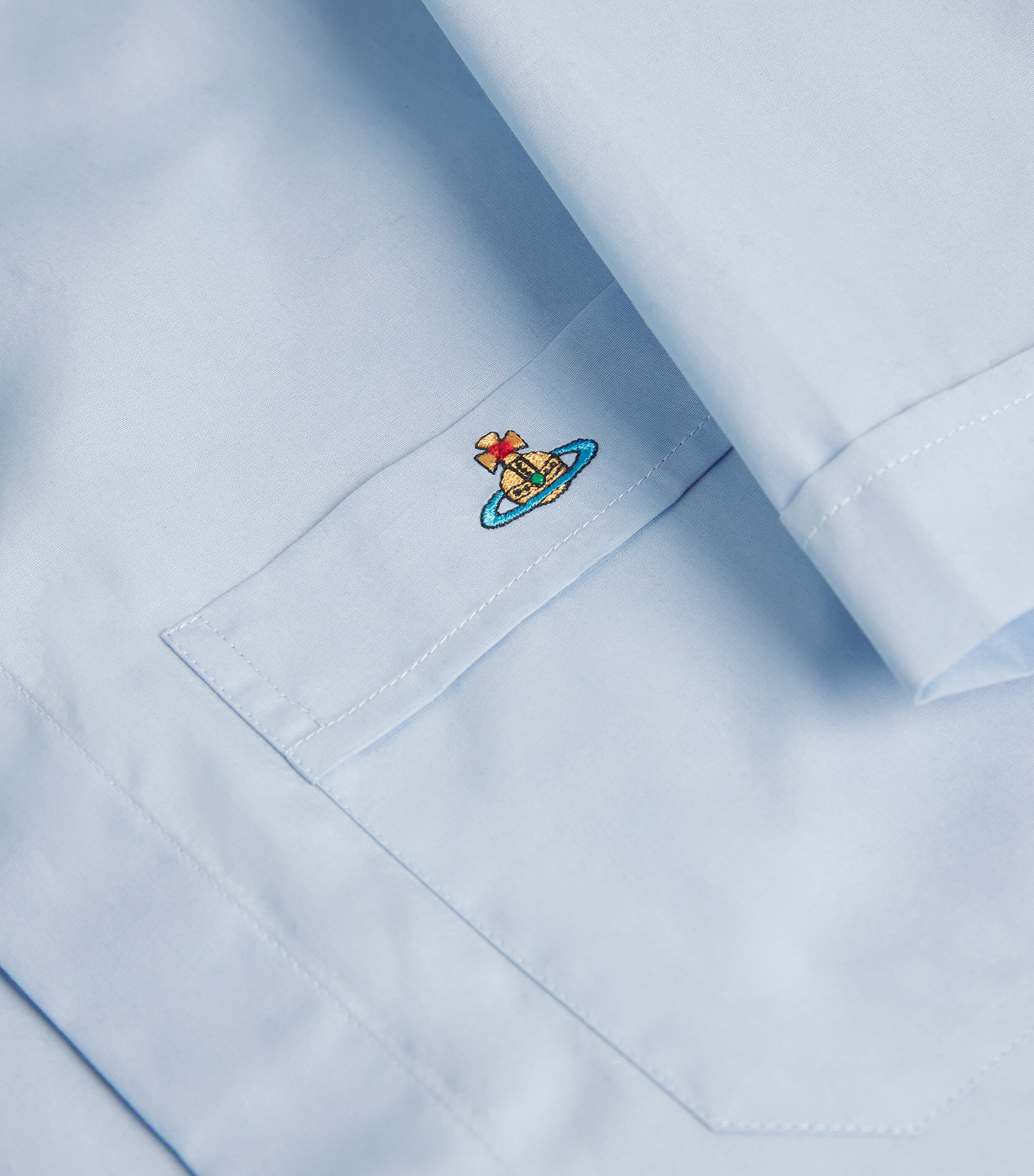 Cotton Poplin Orb Short-Sleeve Shirt K403 BLUE Image 5