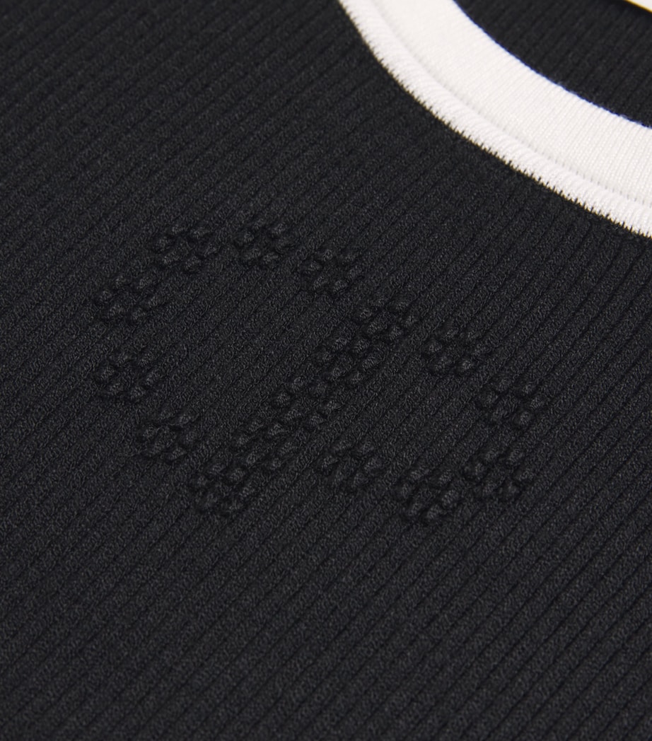 Rib-Knit Embroidered Sweater BLACK Image 5