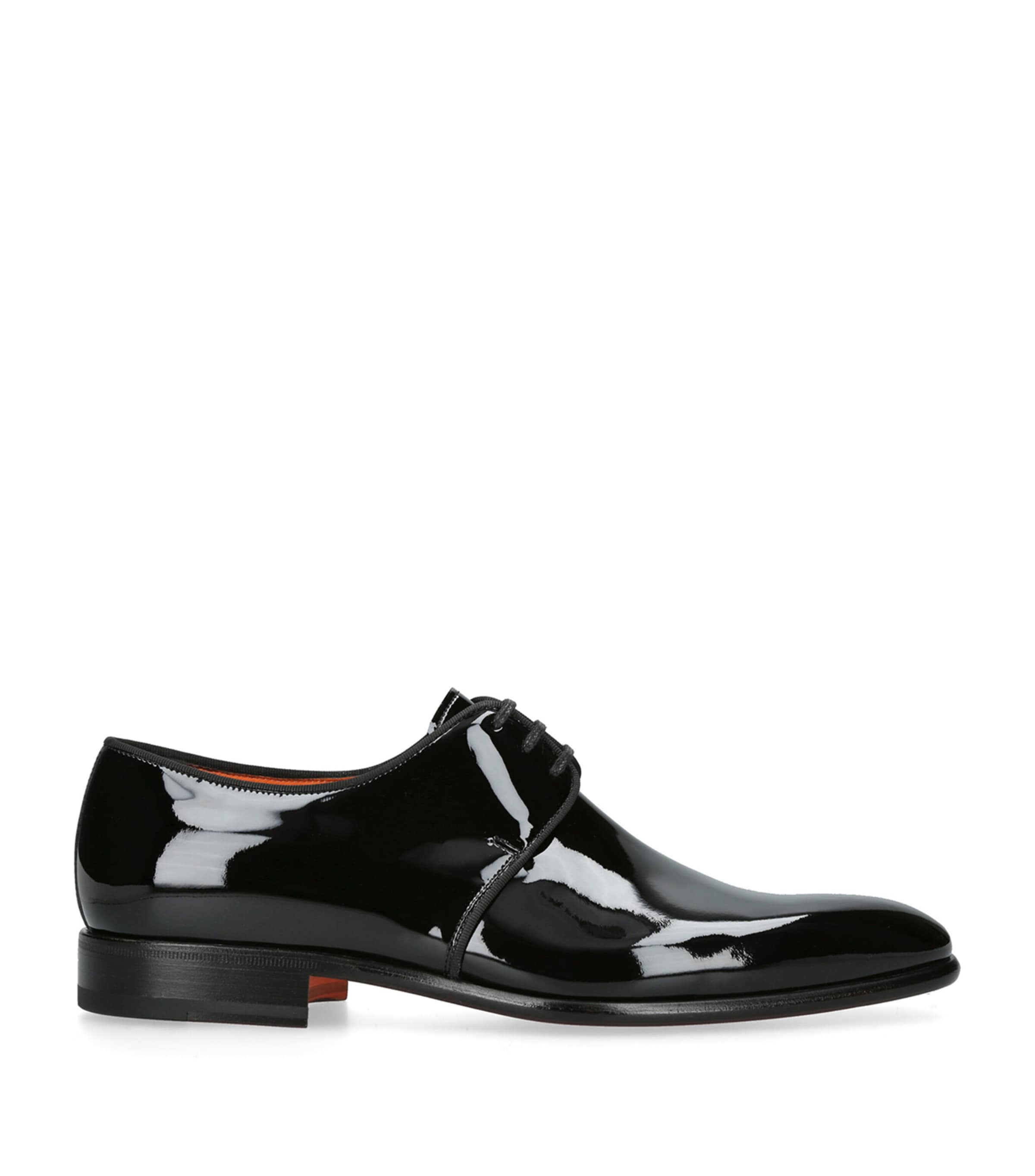 Shop Santoni Patent Leather Moor Oxford Shoes In Black