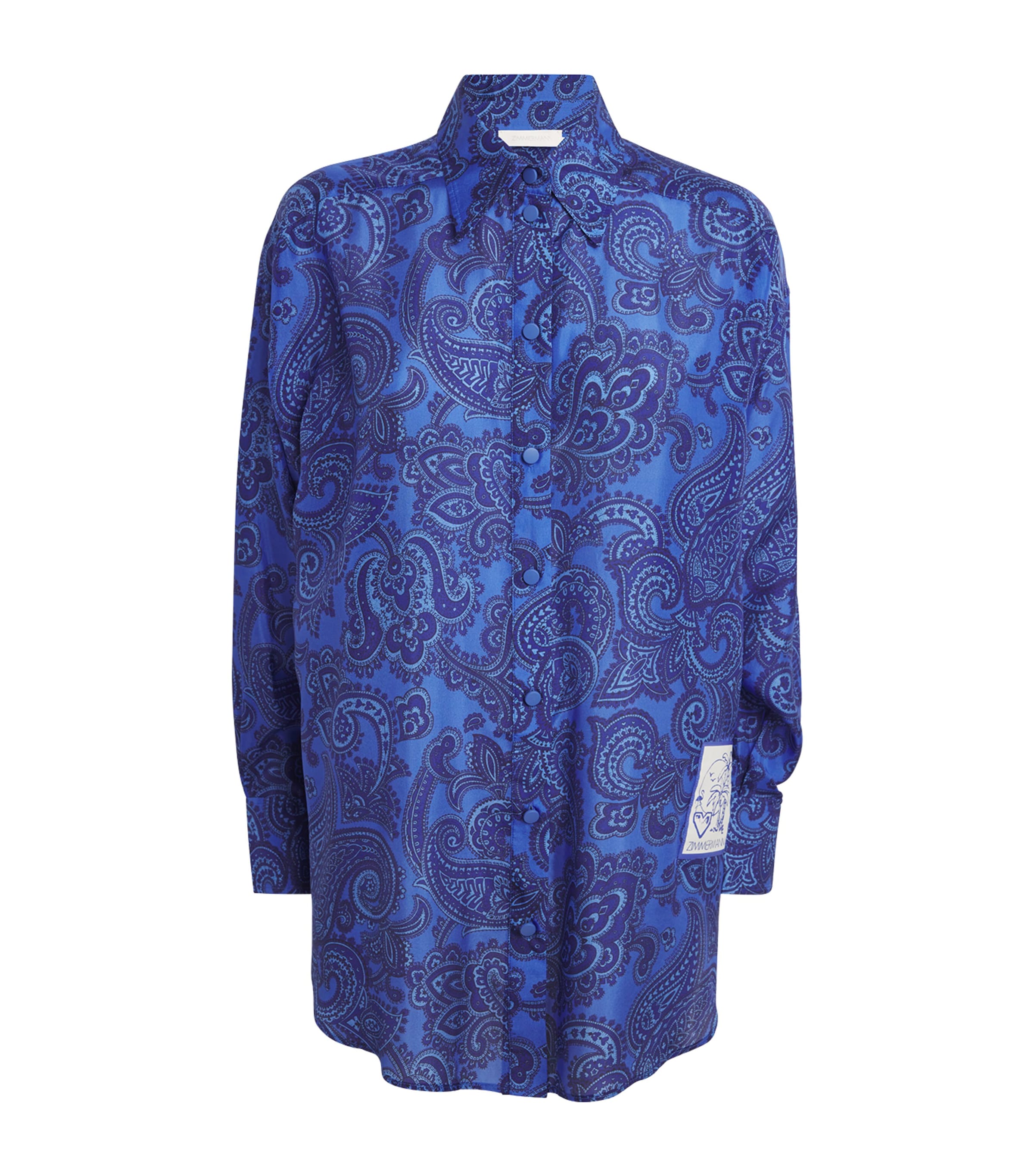 Shop Zimmermann Silk Habotai Ottie Shirt In Blue