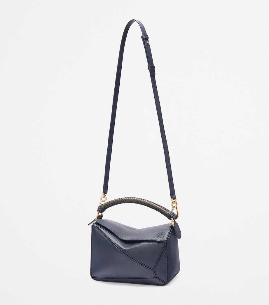 Small Leather Puzzle Top-Handle Bag DARK INK/DARK KHAKI Image 6