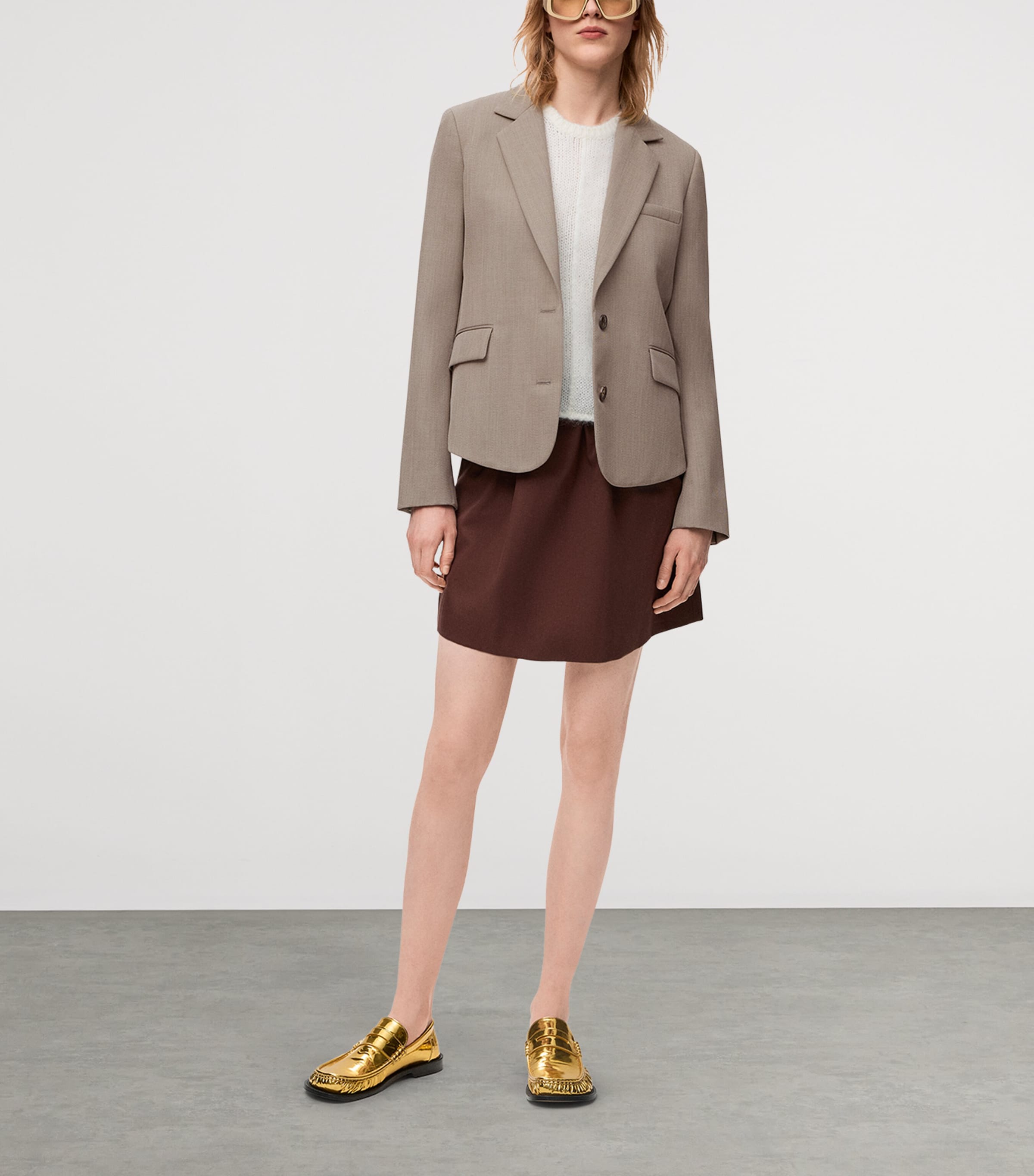 Wool Buckle-Back Blazer BEIGE MELANGE Image 2