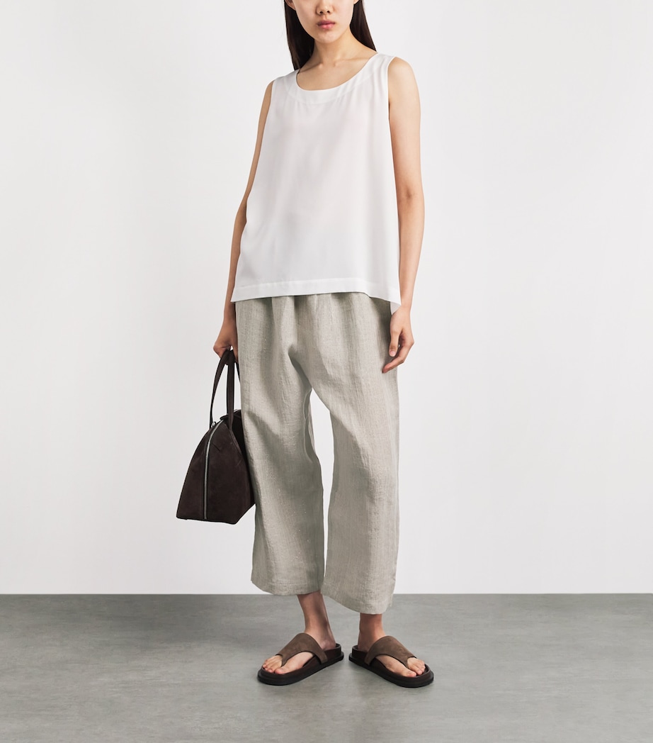 Eskandar Womens Linen-Blend Japanese Trousers Natural Image 2